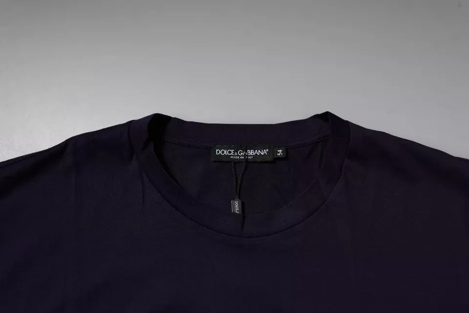 Dolce & Gabbana Navy Blue DG Logo Cotton Crew Neck T-shirt | Regal Royce