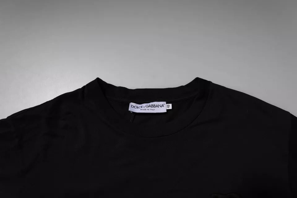 Dolce & Gabbana Black DG Logo Cotton Crew Neck T-shirt | Regal Royce