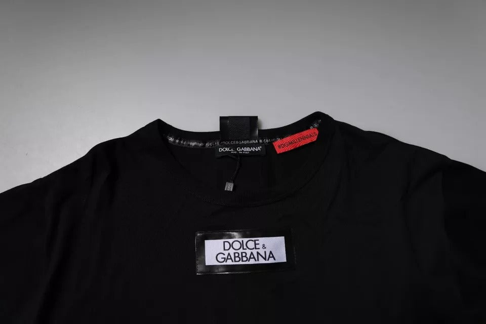 Dolce & Gabbana Black #DGMILLENNIALS Cotton Crew Neck T-shirt | Regal Royce