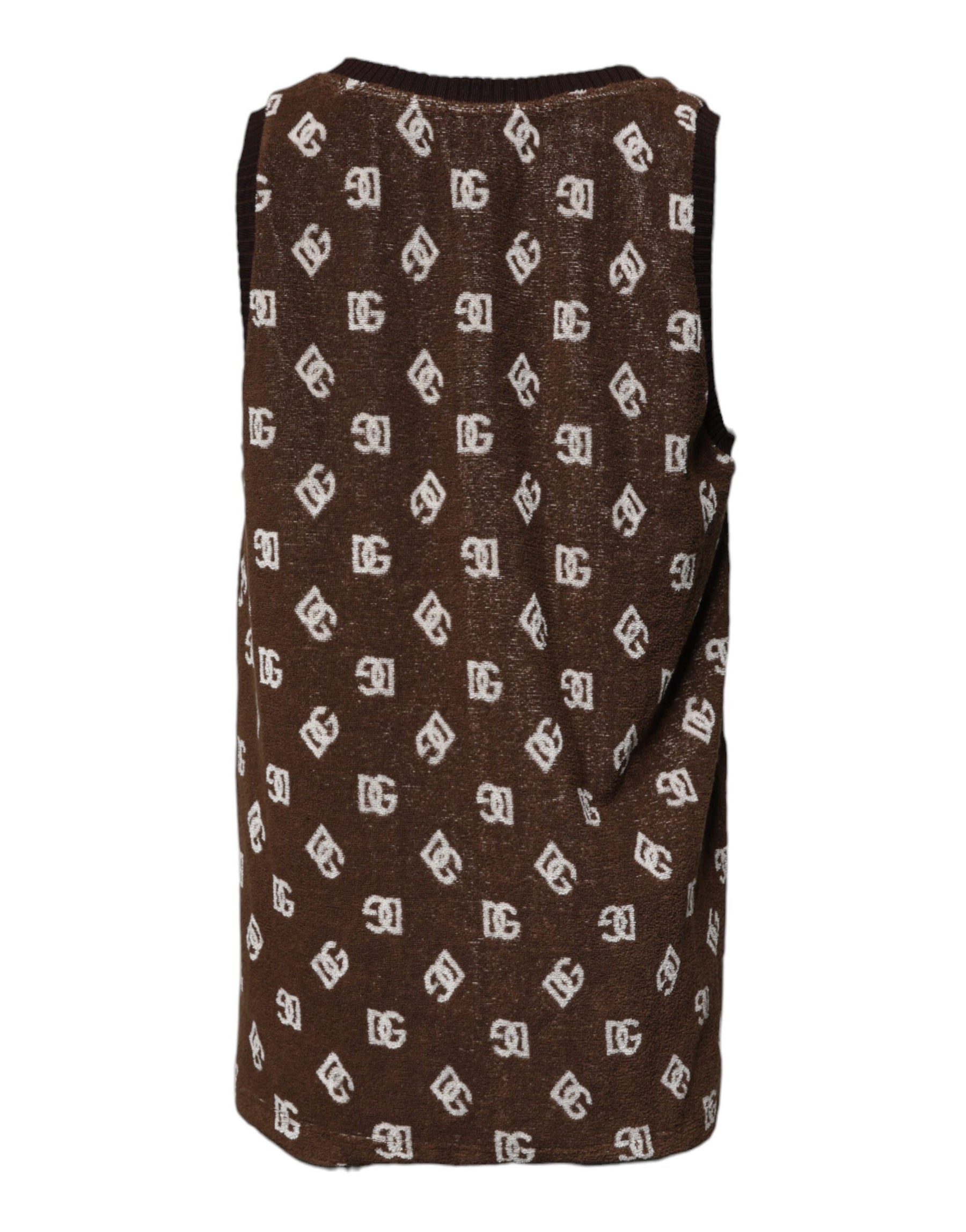 Dolce & Gabbana Brown Logo Monogram Cotton Crew Neck T-shirt | Regal Royce