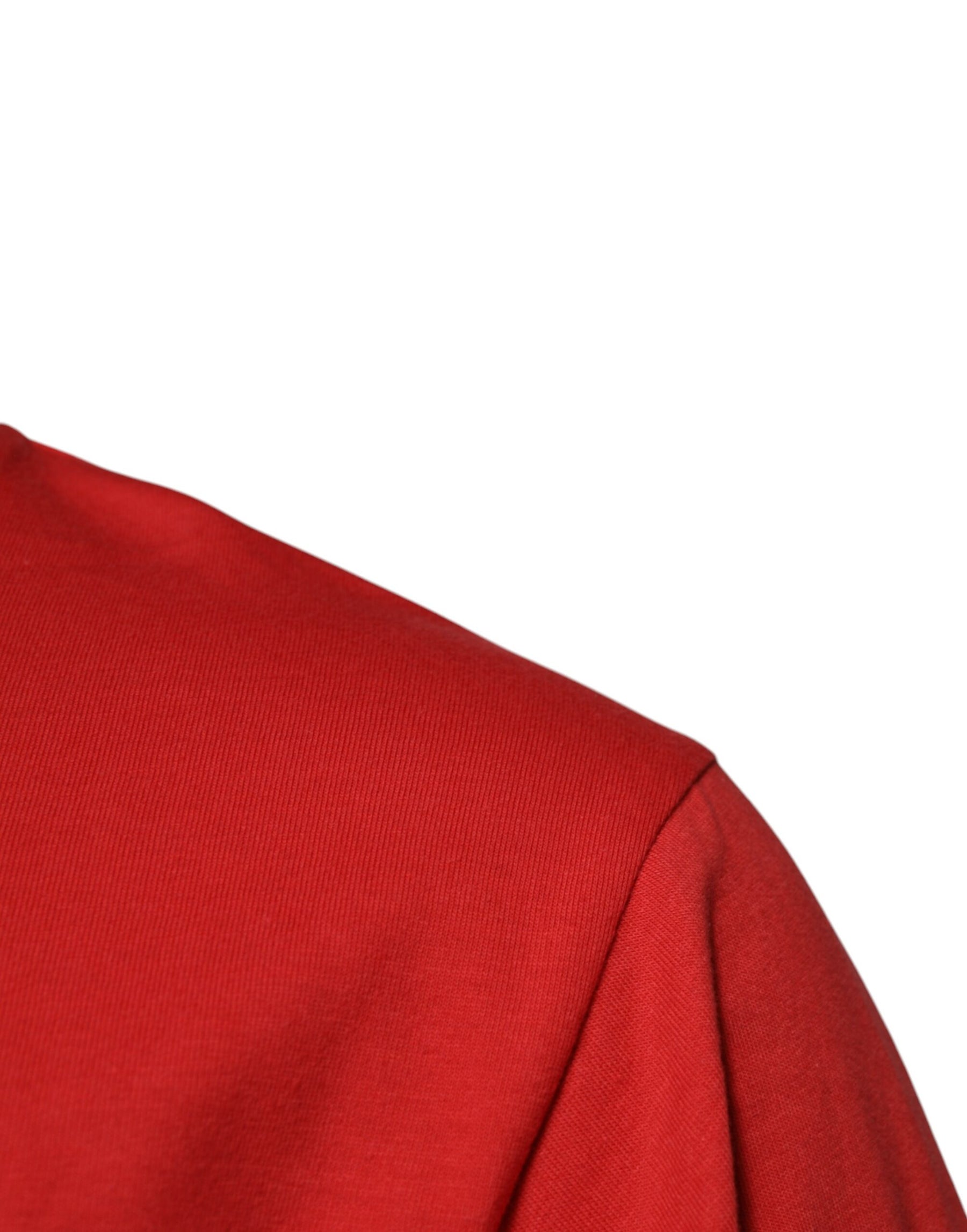 Dolce & Gabbana Red DG Logo Patch Cotton Crew Neck T-shirt | Regal Royce