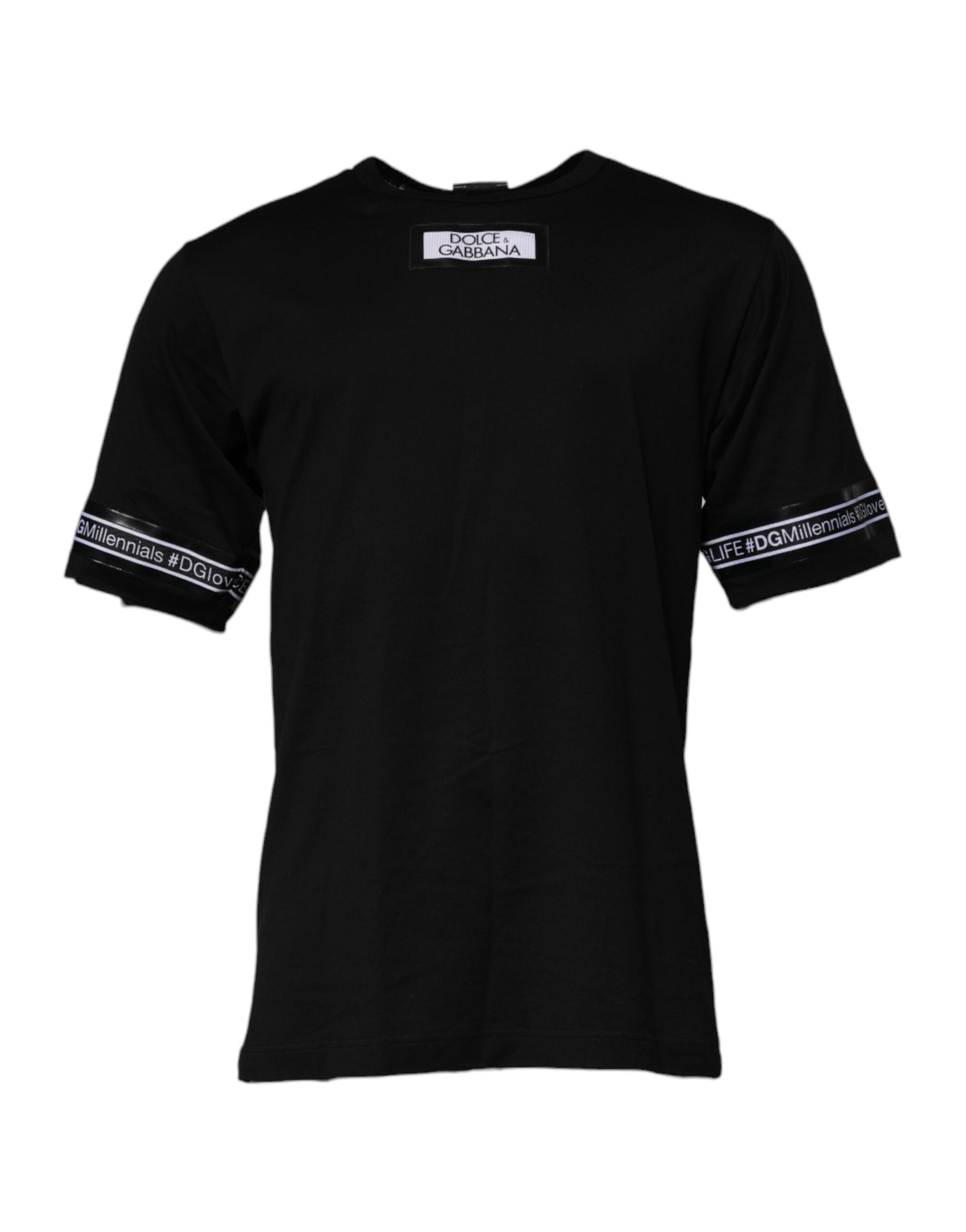 Dolce & Gabbana Black #DGMILLENNIALS Cotton Crew Neck T-shirt | Regal Royce