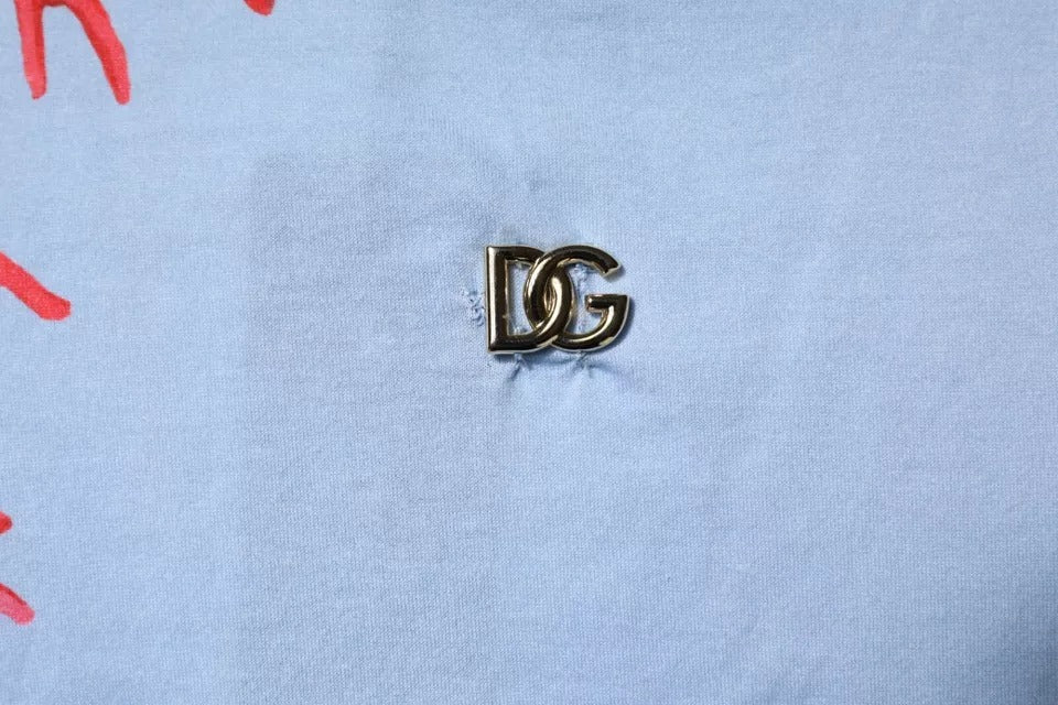 Dolce & Gabbana Light Blue Coral Cotton Men Crew Neck T-shirt | Regal Royce