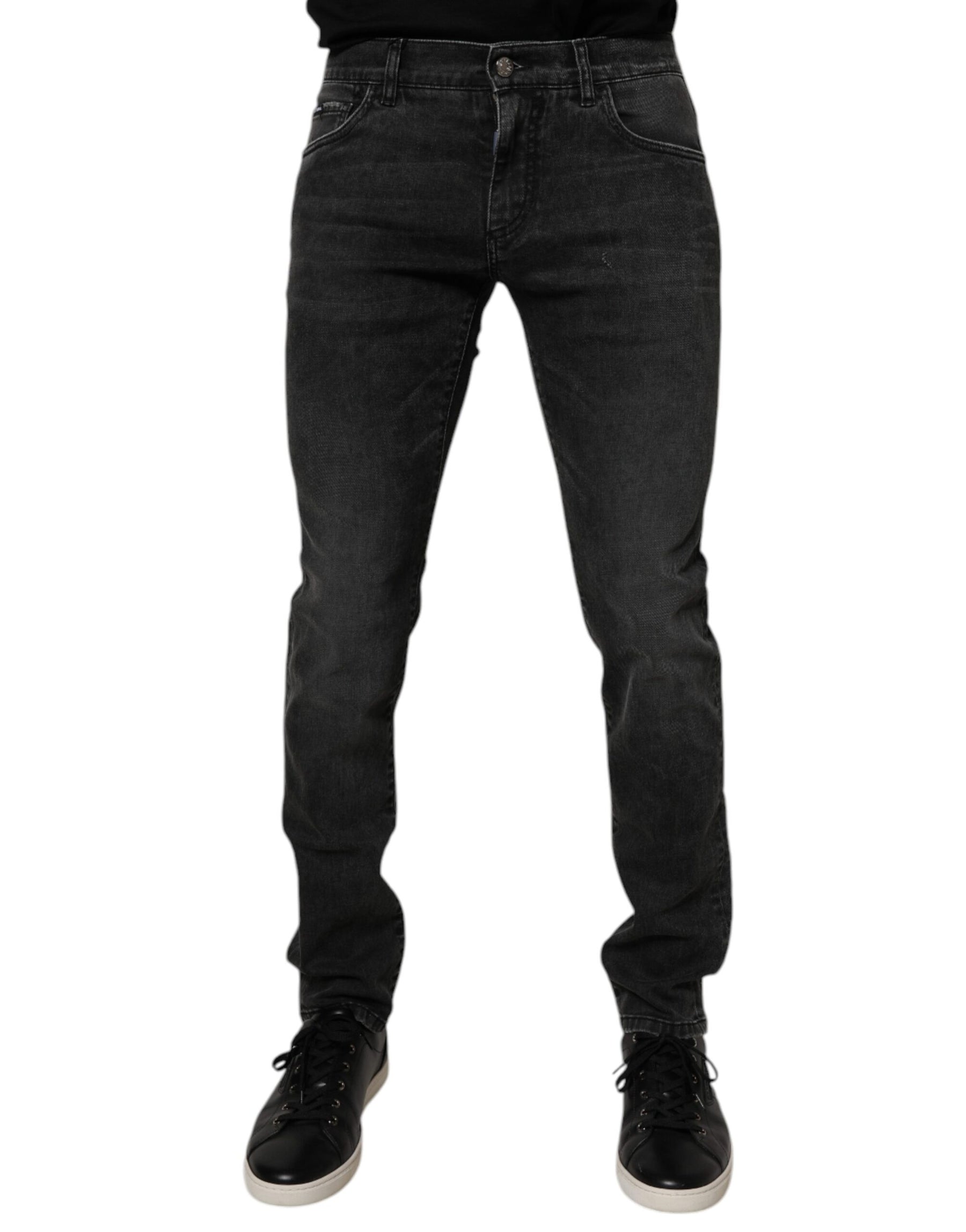 Dolce & Gabbana Black Cotton Stretch Skinny Men Denim Jeans | Regal Royce