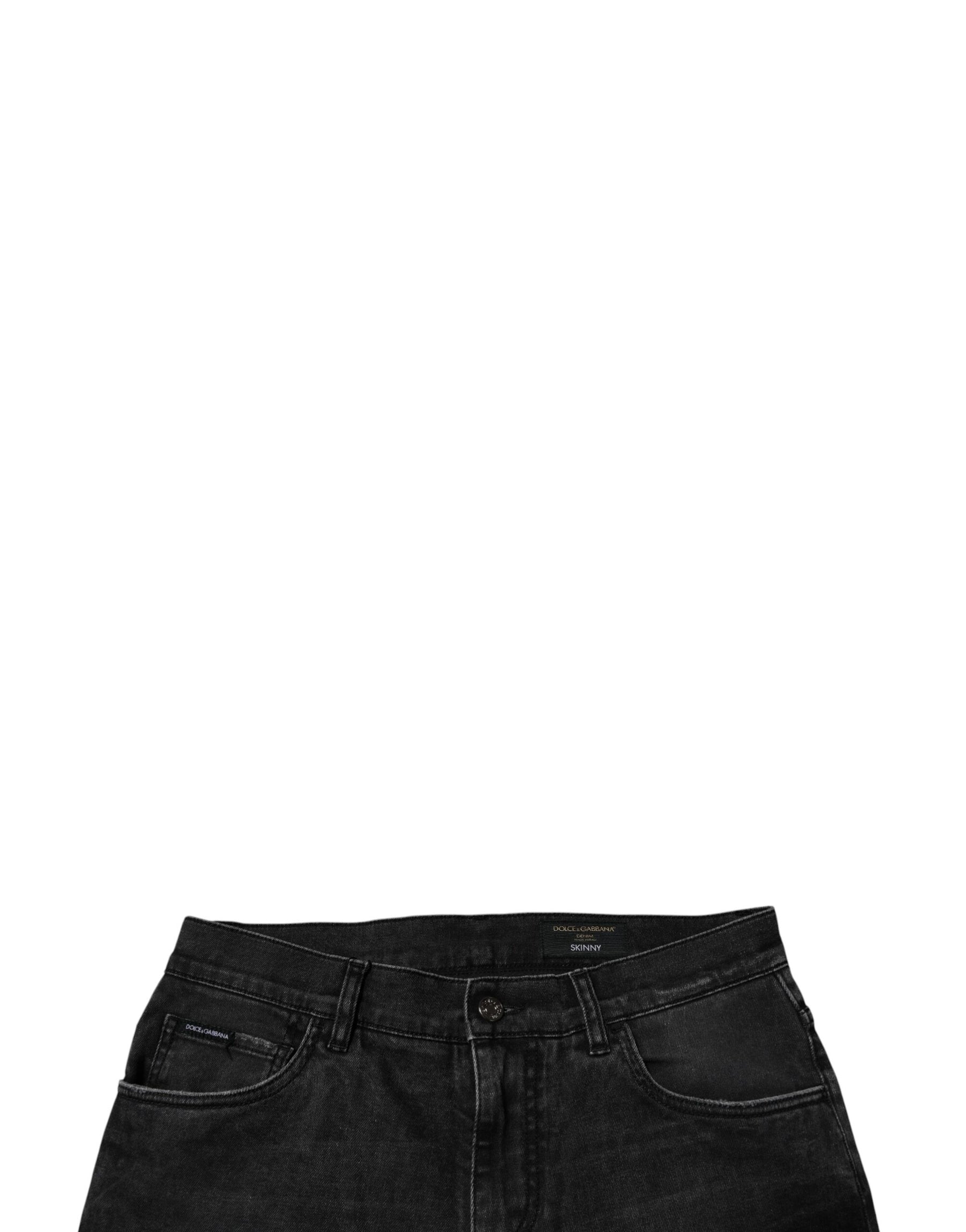 Dolce & Gabbana Black Cotton Stretch Skinny Men Denim Jeans | Regal Royce