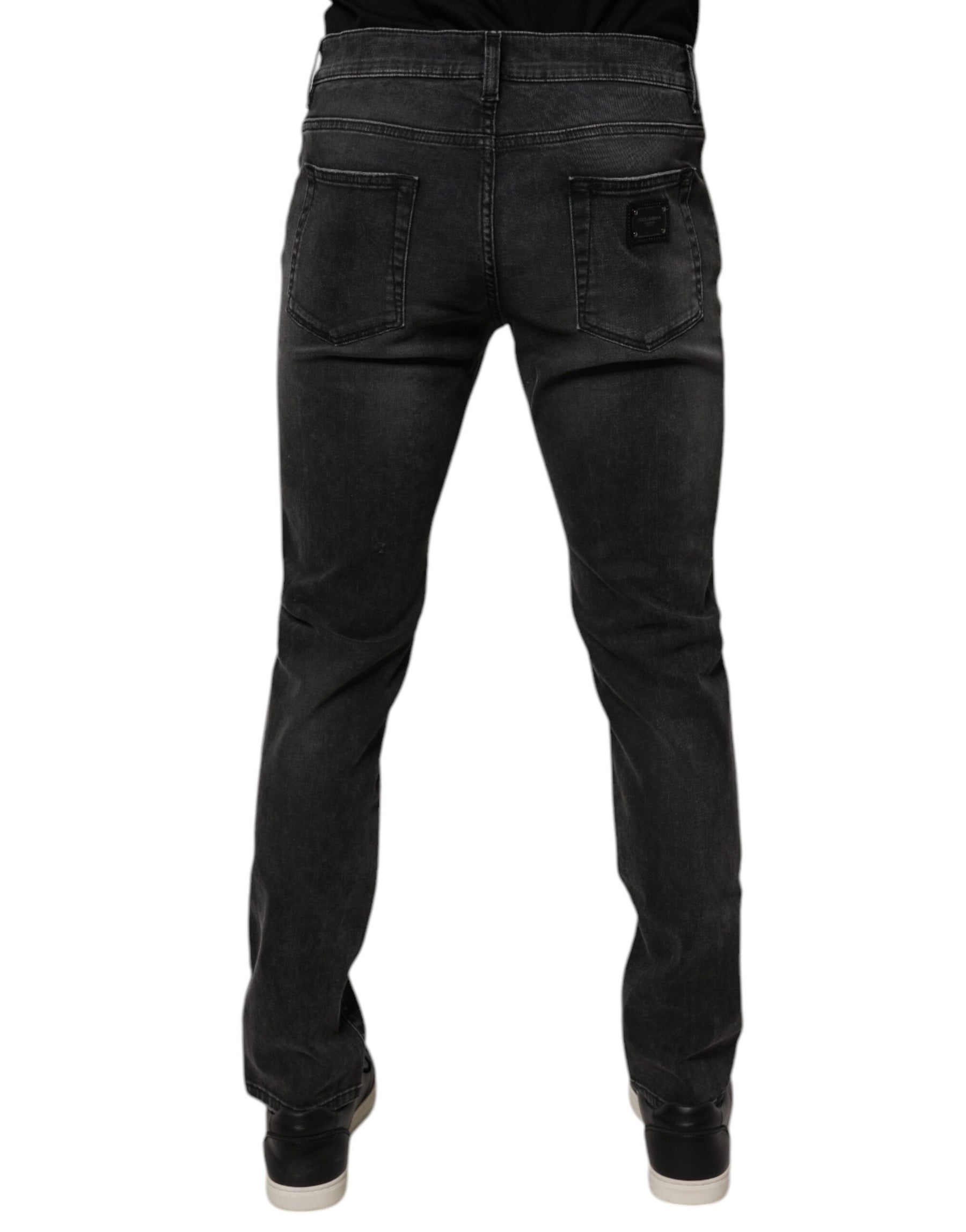 Dolce & Gabbana Black Cotton Stretch Skinny Men Denim Jeans | Regal Royce