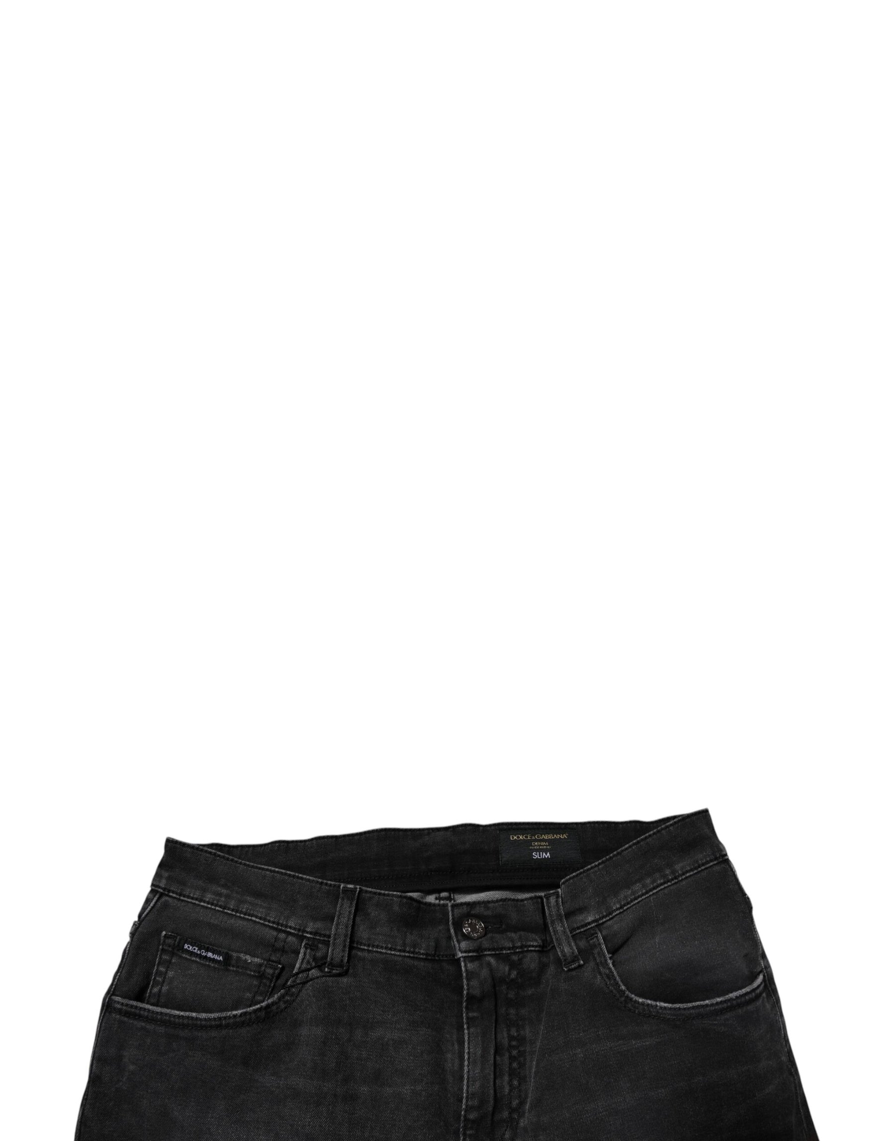 Dolce & Gabbana Black Cotton Stretch Skinny Men Denim Jeans | Regal Royce