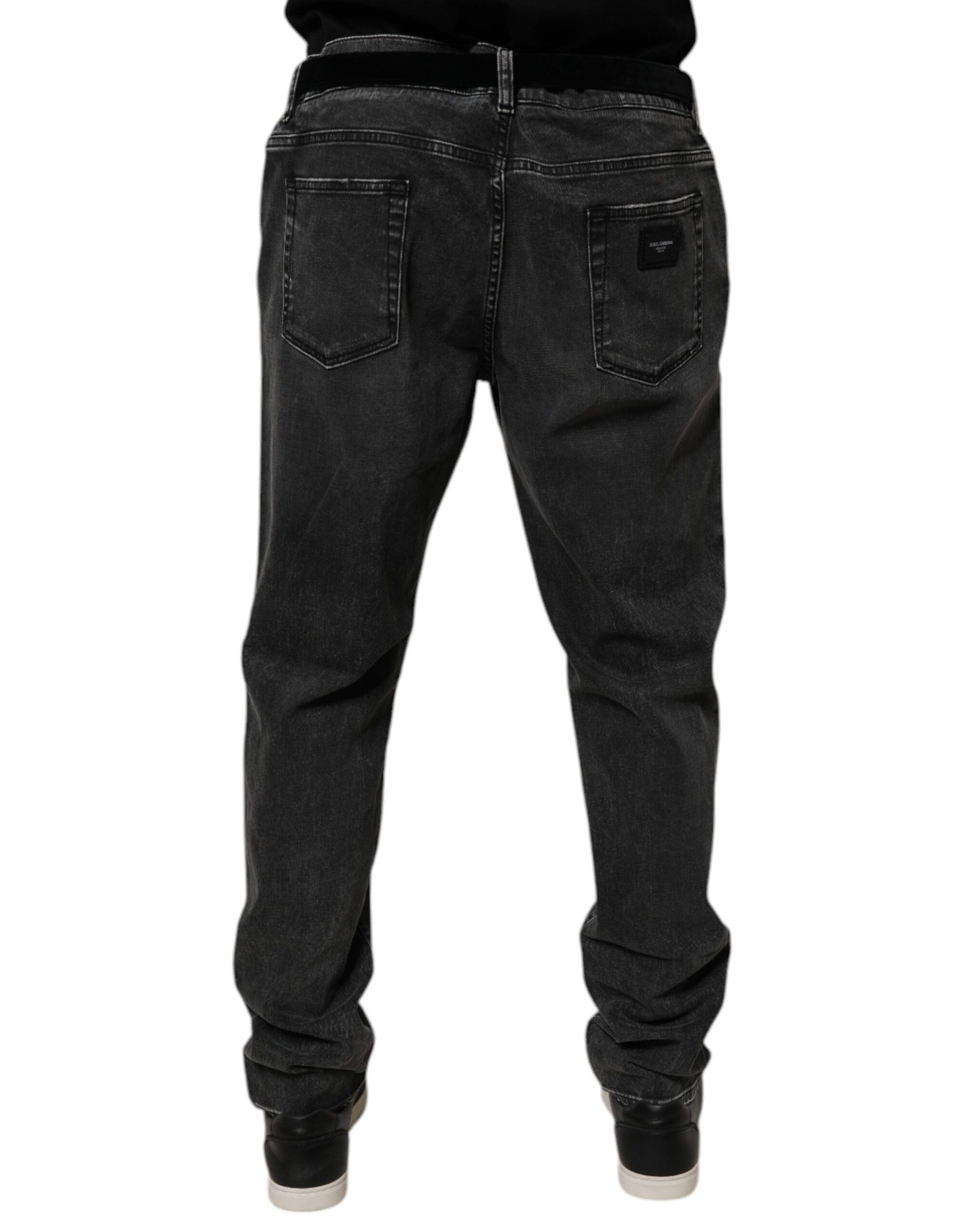 Dolce & Gabbana Black Cotton Stretch Skinny Men Denim Jeans | Regal Royce