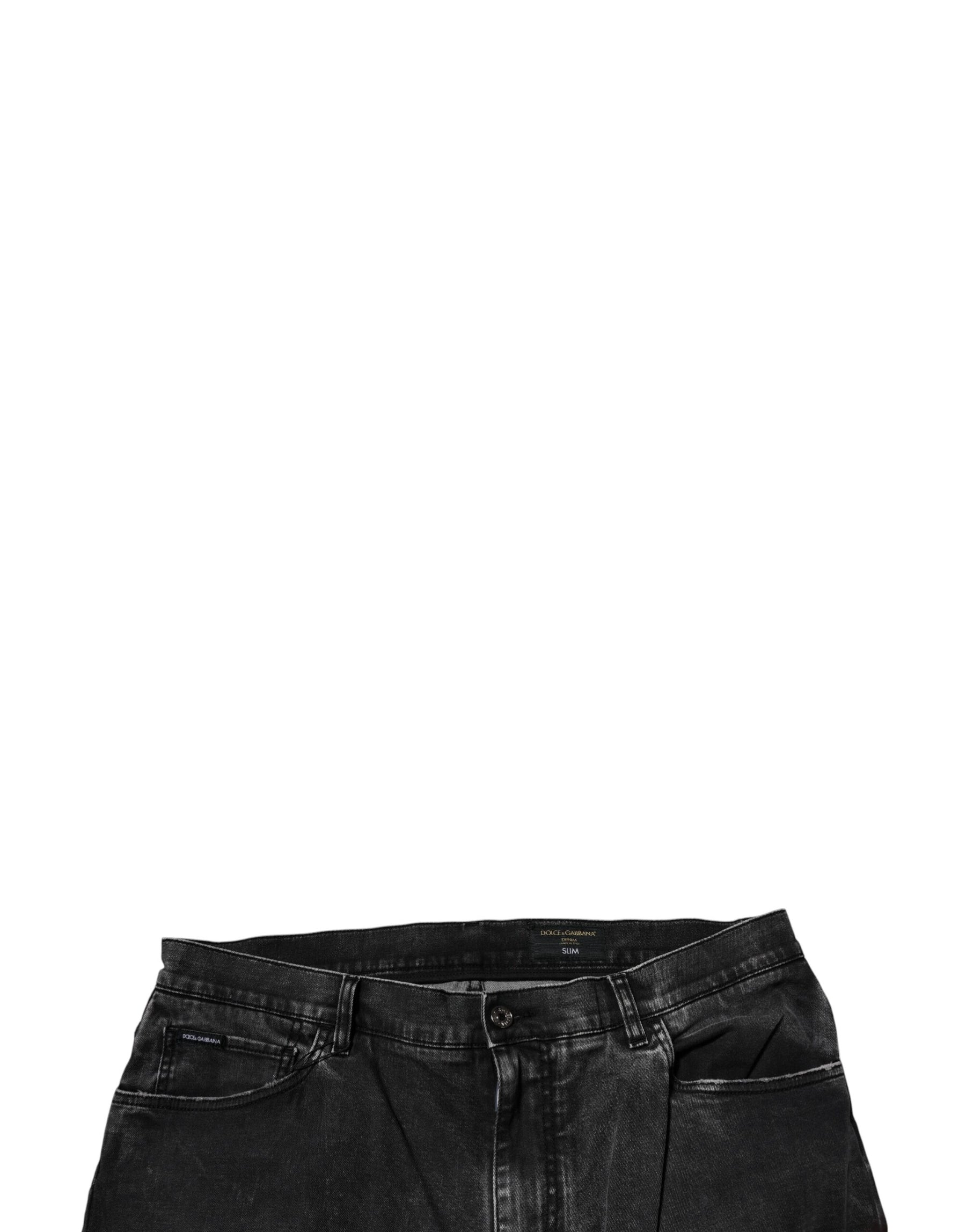 Dolce & Gabbana Black Cotton Stretch Skinny Men Denim Jeans | Regal Royce