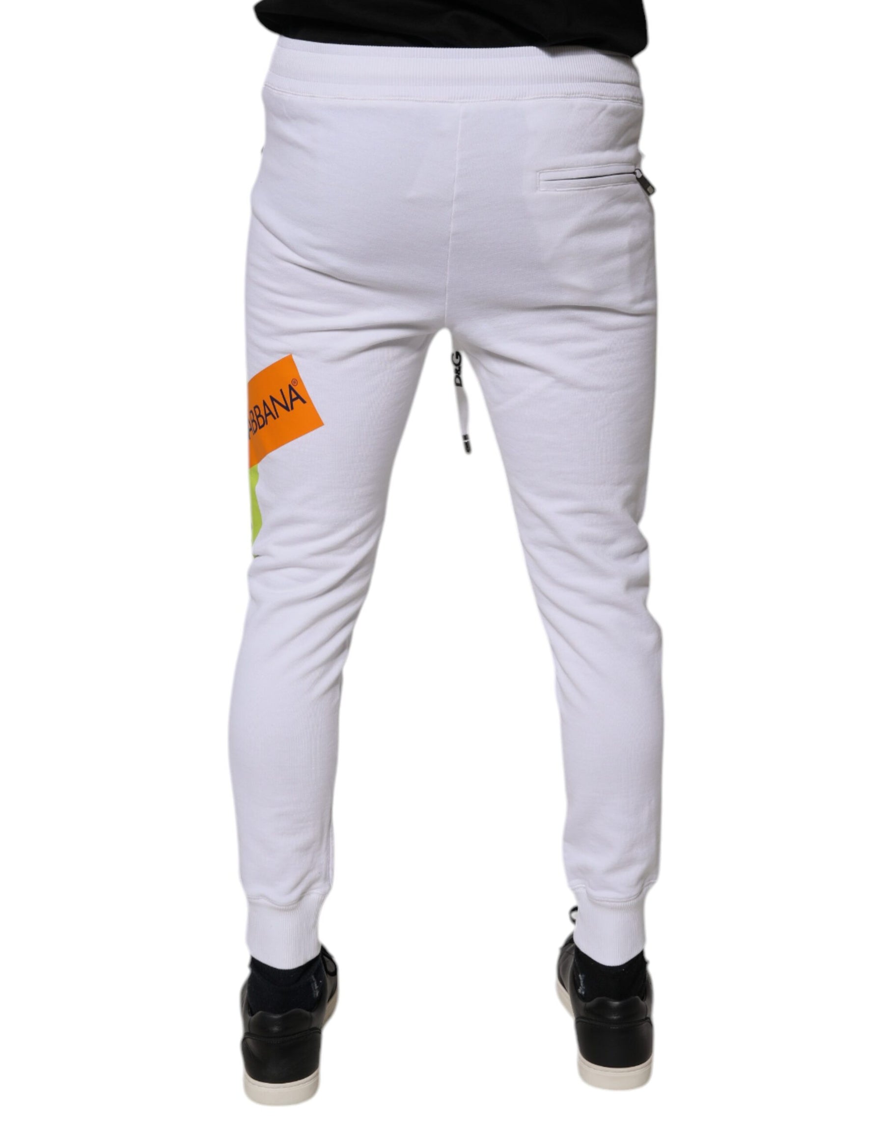 Dolce & Gabbana White Cotton Logo Jogger Pants | Regal Royce