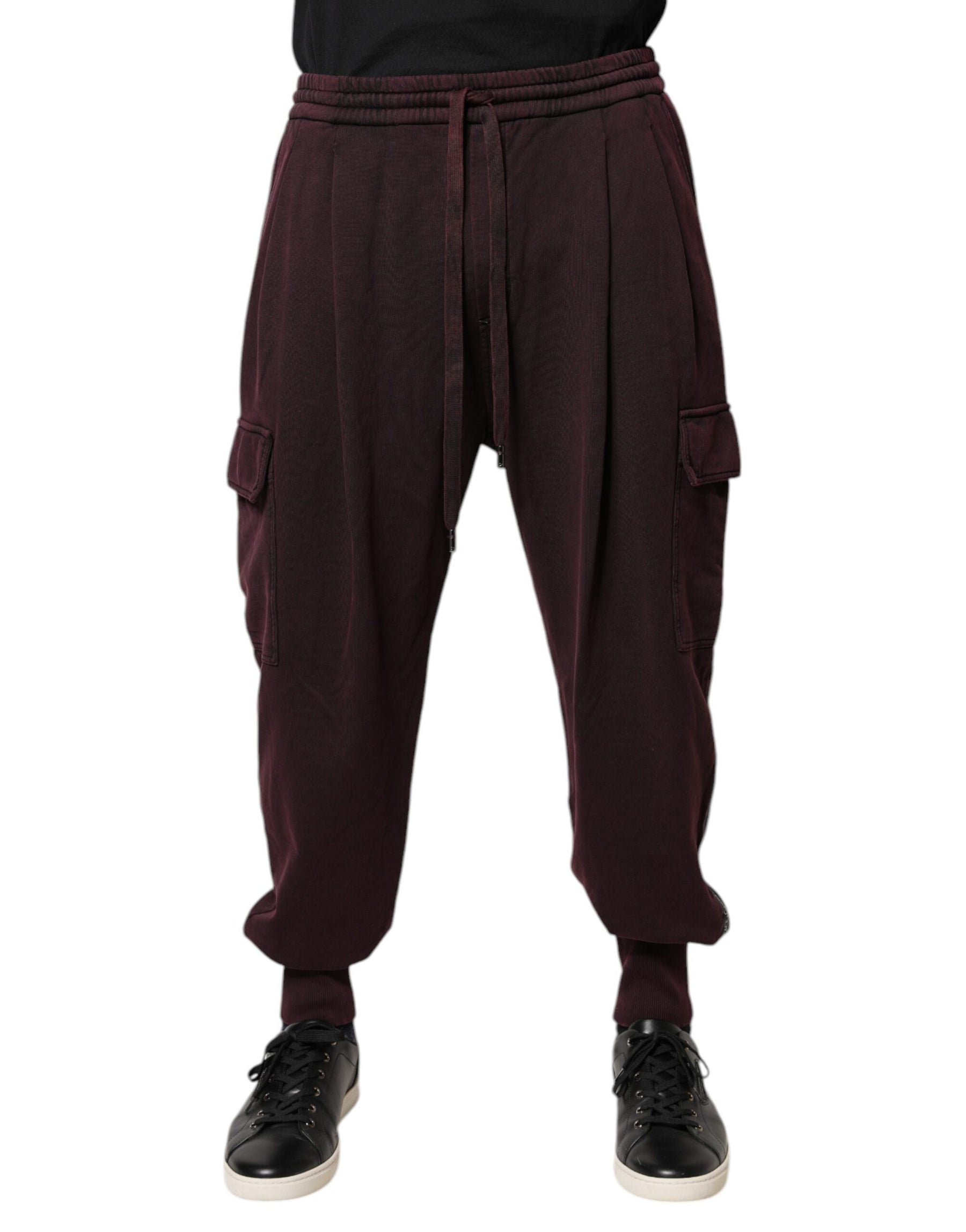 Dolce & Gabbana Dark Violet Cotton Cargo Jogger Pants | Regal Royce