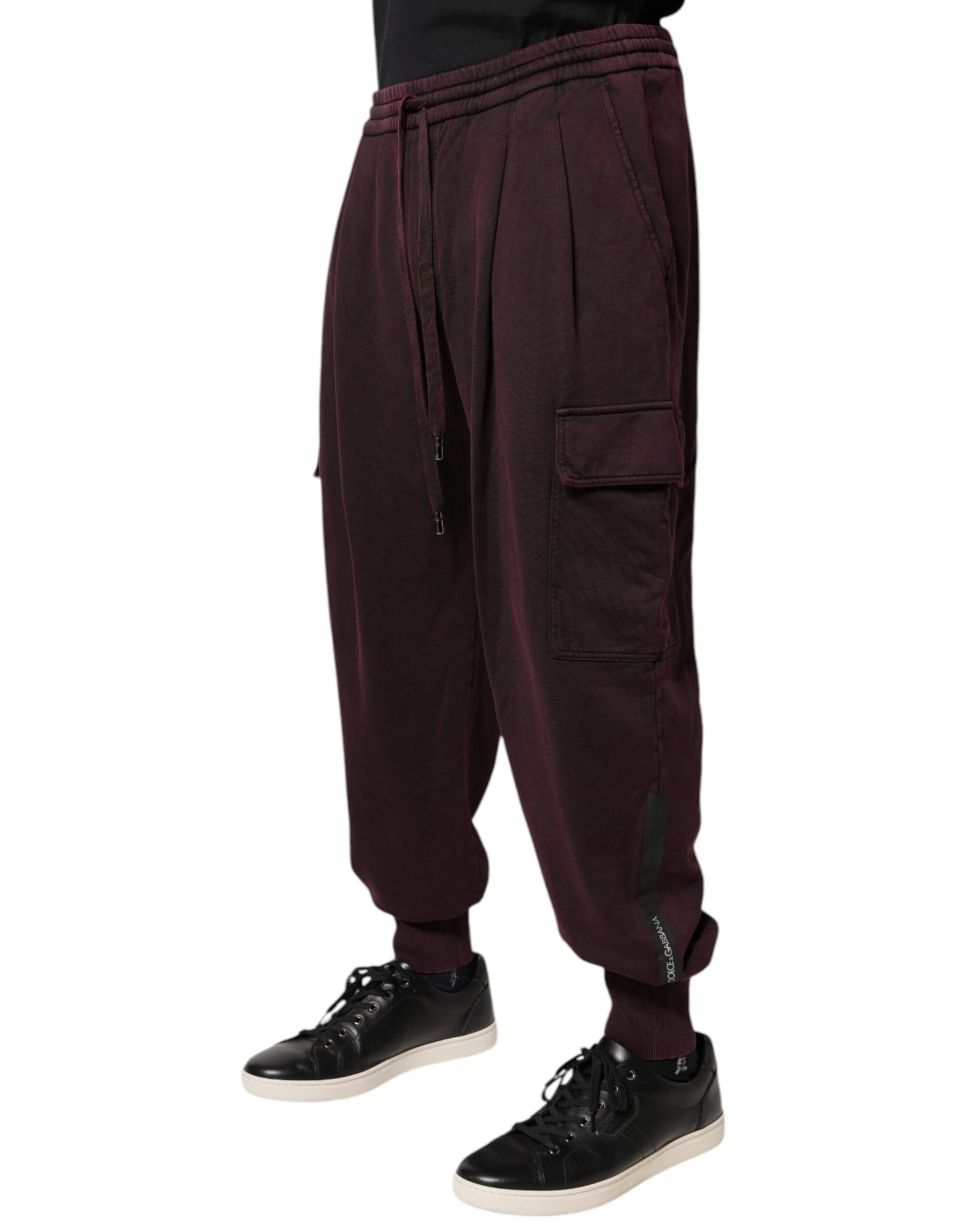 Dolce & Gabbana Dark Violet Cotton Cargo Jogger Pants | Regal Royce