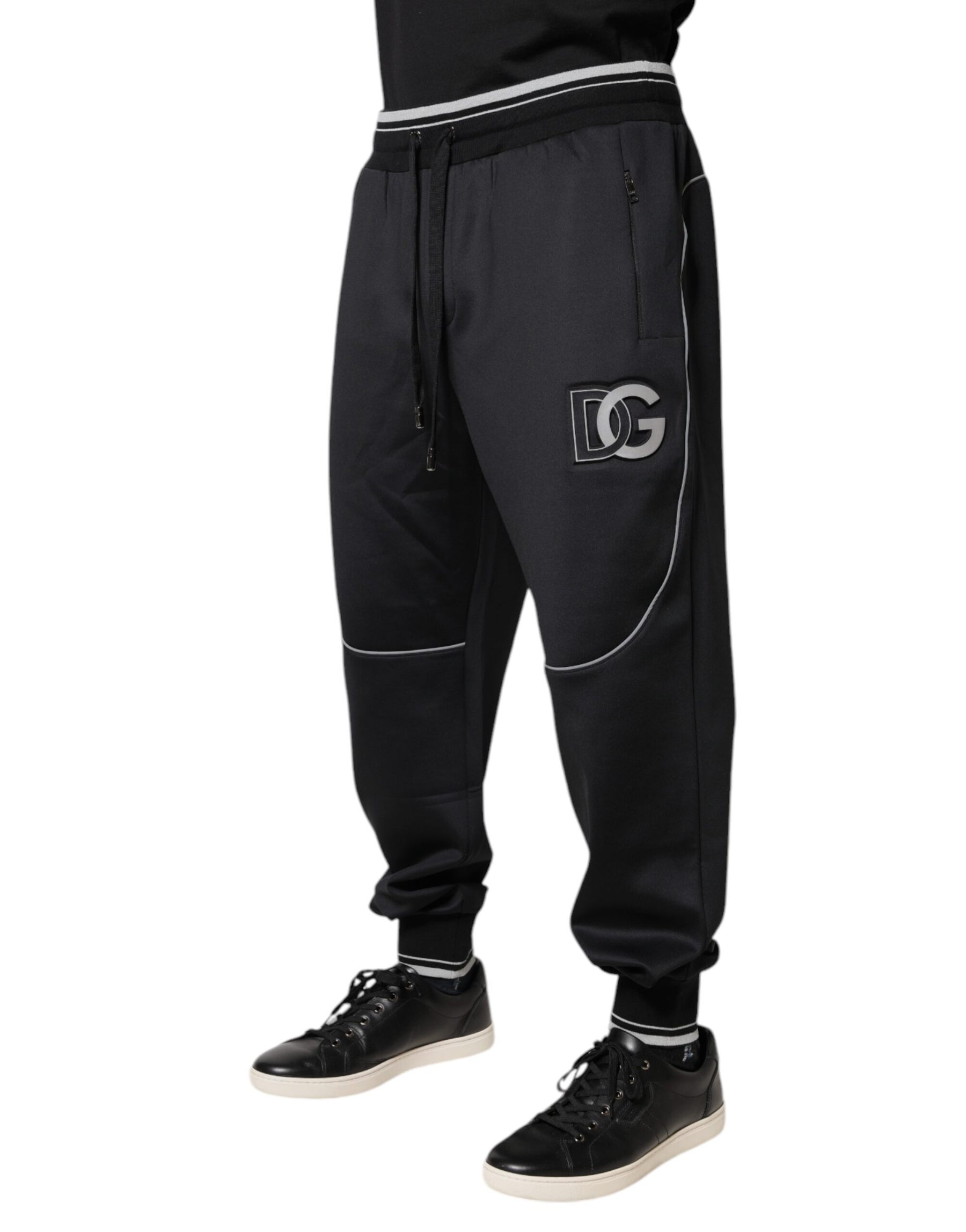 Dolce & Gabbana Black Polyester Logo Jogger Pants | Regal Royce