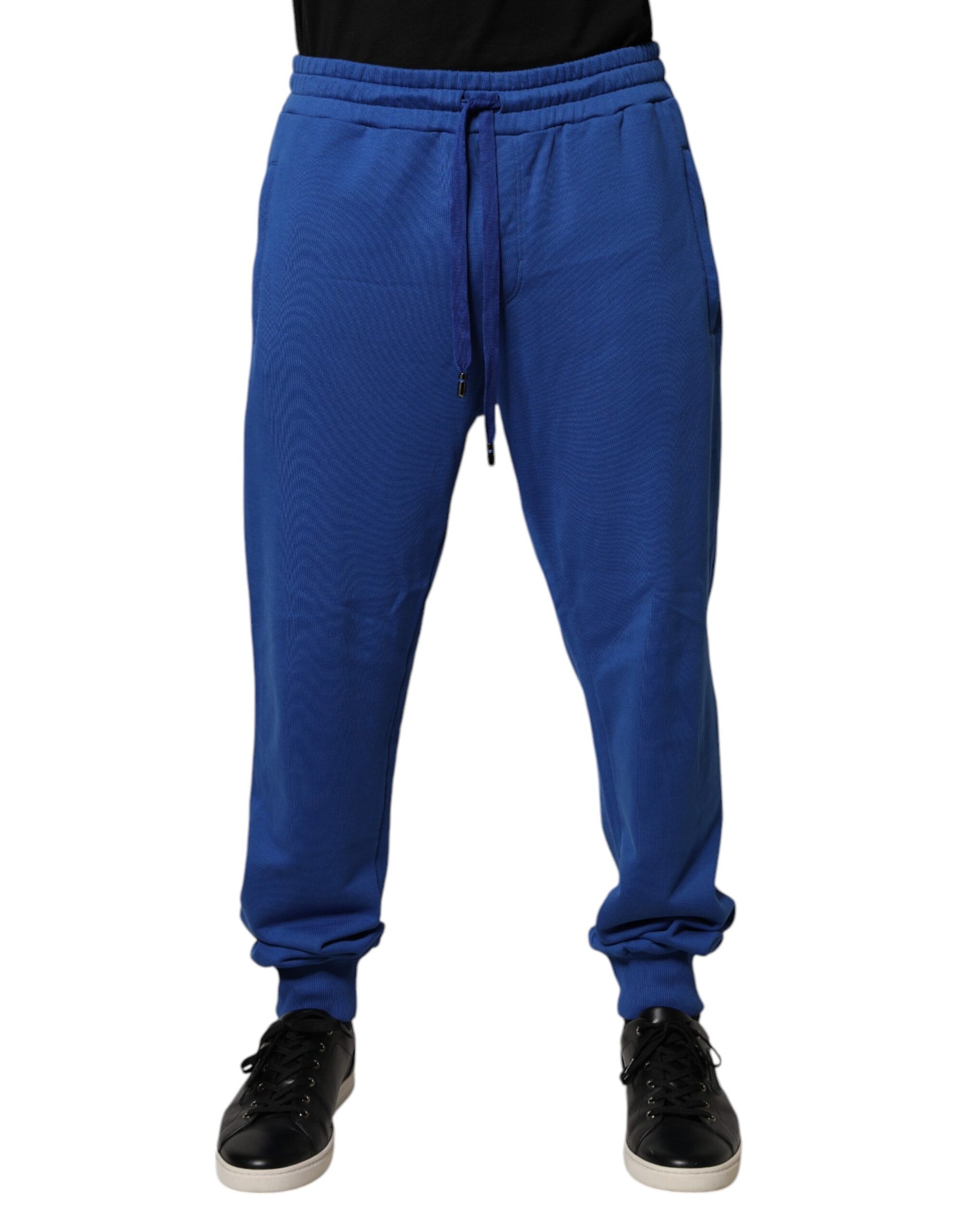 Dolce & Gabbana Blue Cotton Jogger Mid Waist Pants | Regal Royce