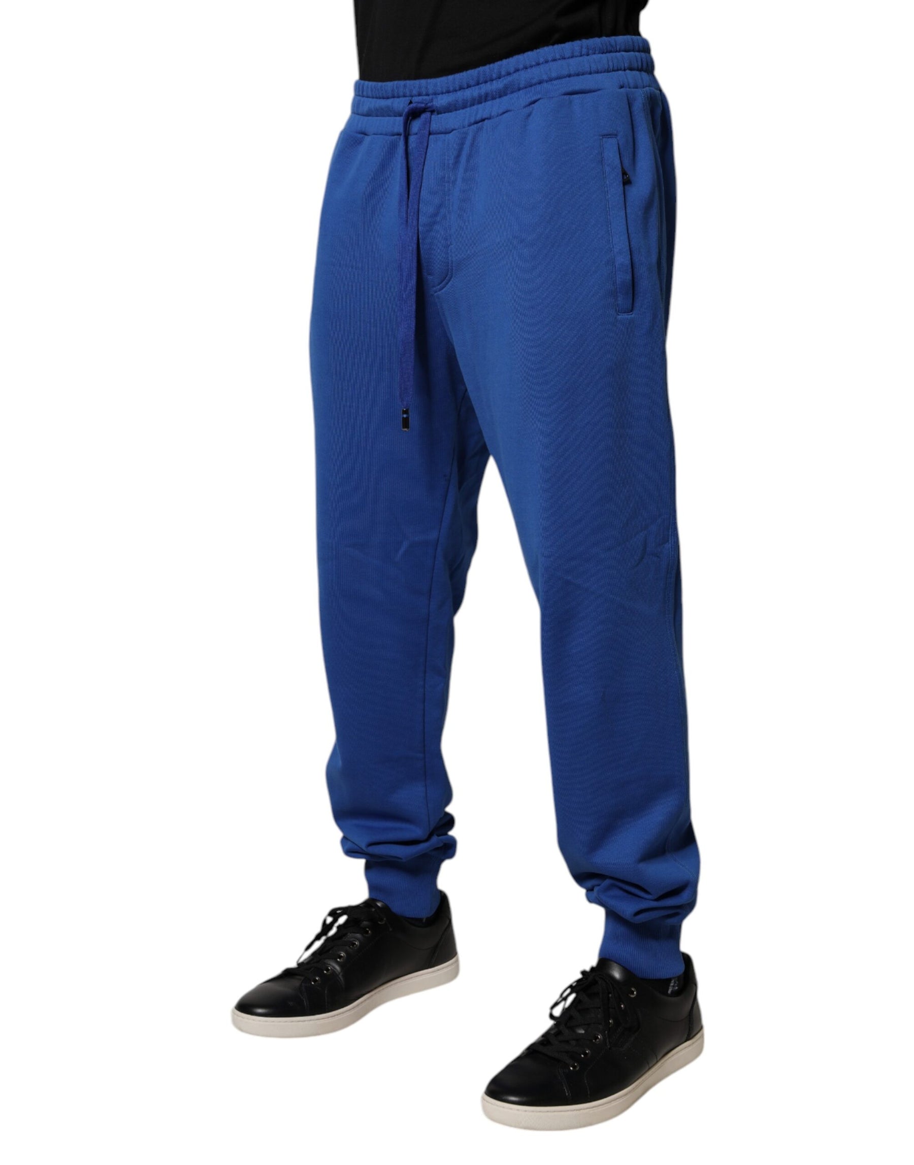 Dolce & Gabbana Blue Cotton Jogger Mid Waist Pants | Regal Royce
