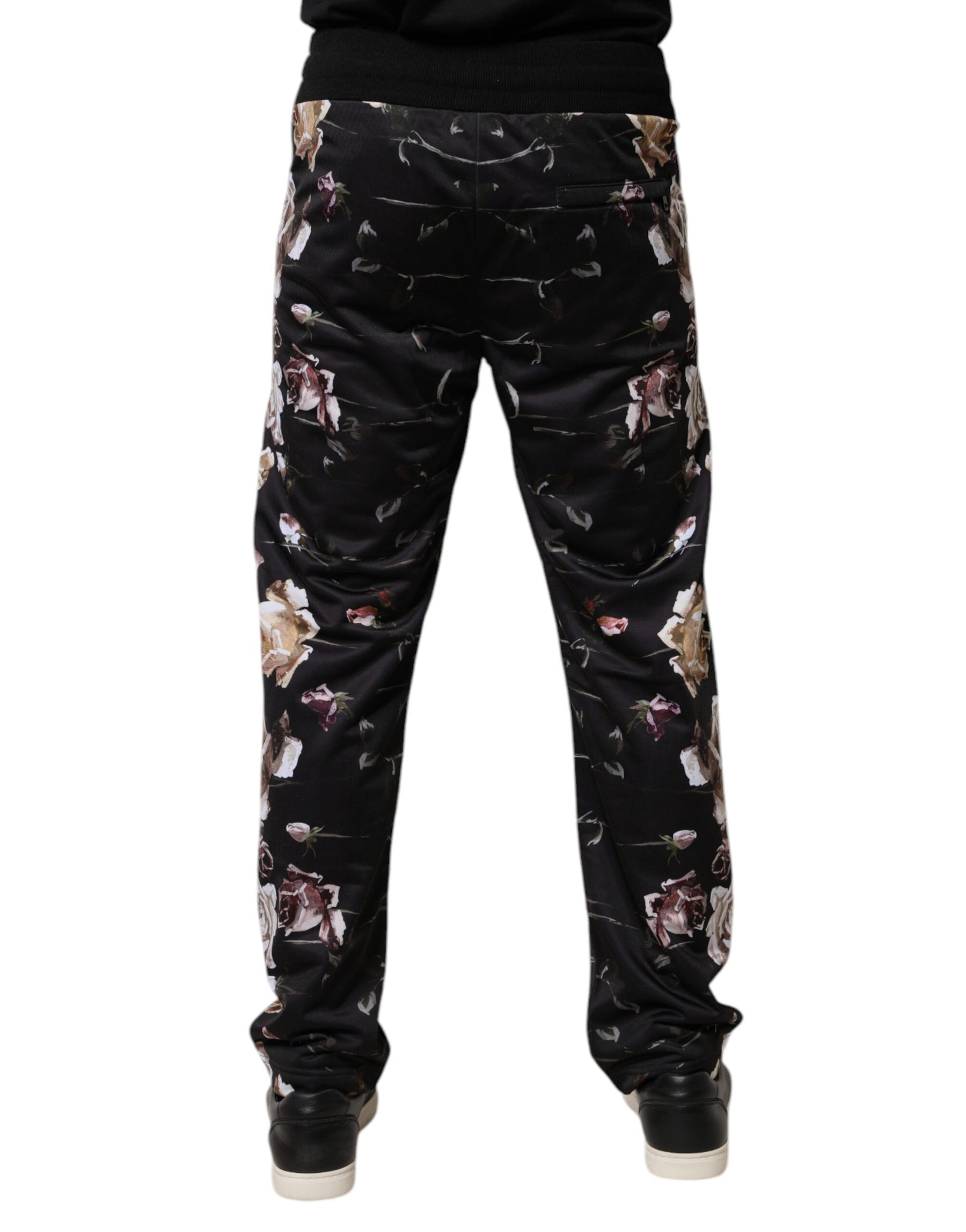 Dolce & Gabbana Black Floral Polyester Jogger Pants | Regal Royce