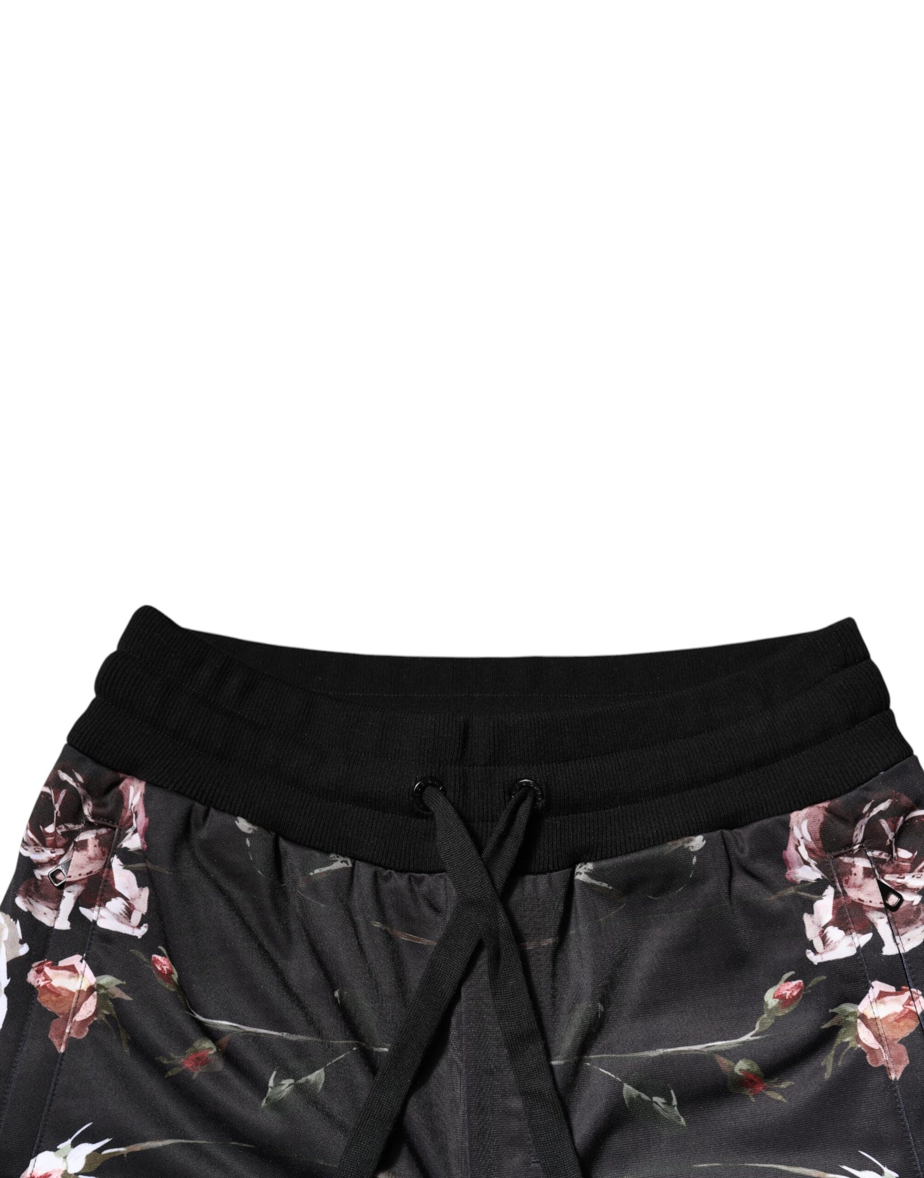 Dolce & Gabbana Black Floral Polyester Jogger Pants | Regal Royce