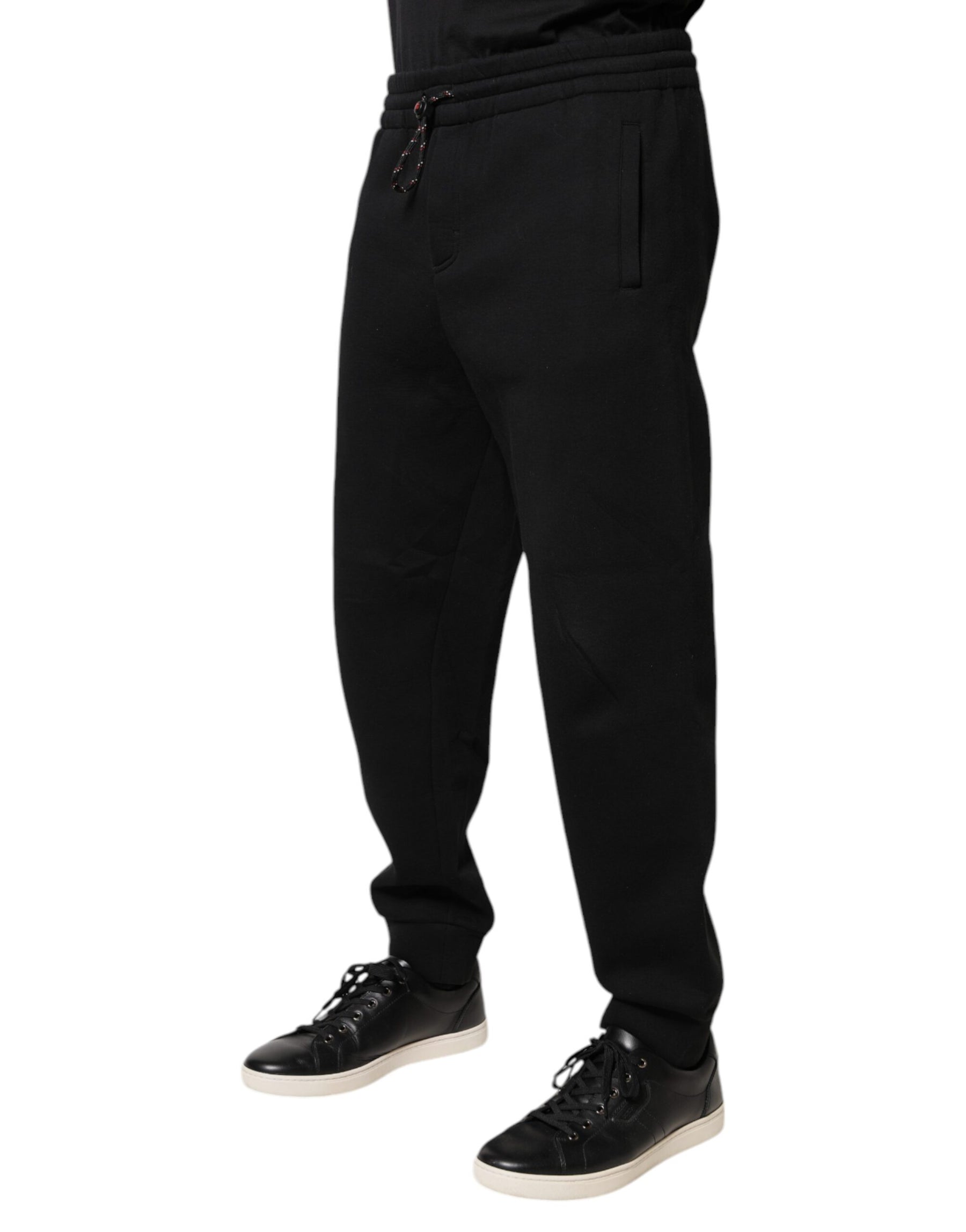 Dolce & Gabbana Black Logo Patch CottonJogger Sweatpants Pants | Regal Royce