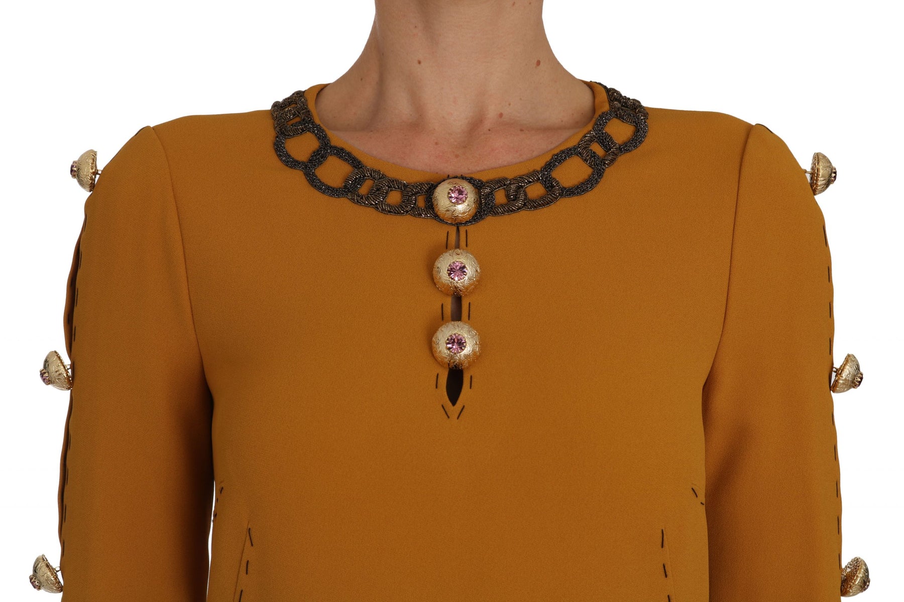 Dolce & Gabbana Brown Mini  Crystal Embellished Dress | Regal Royce