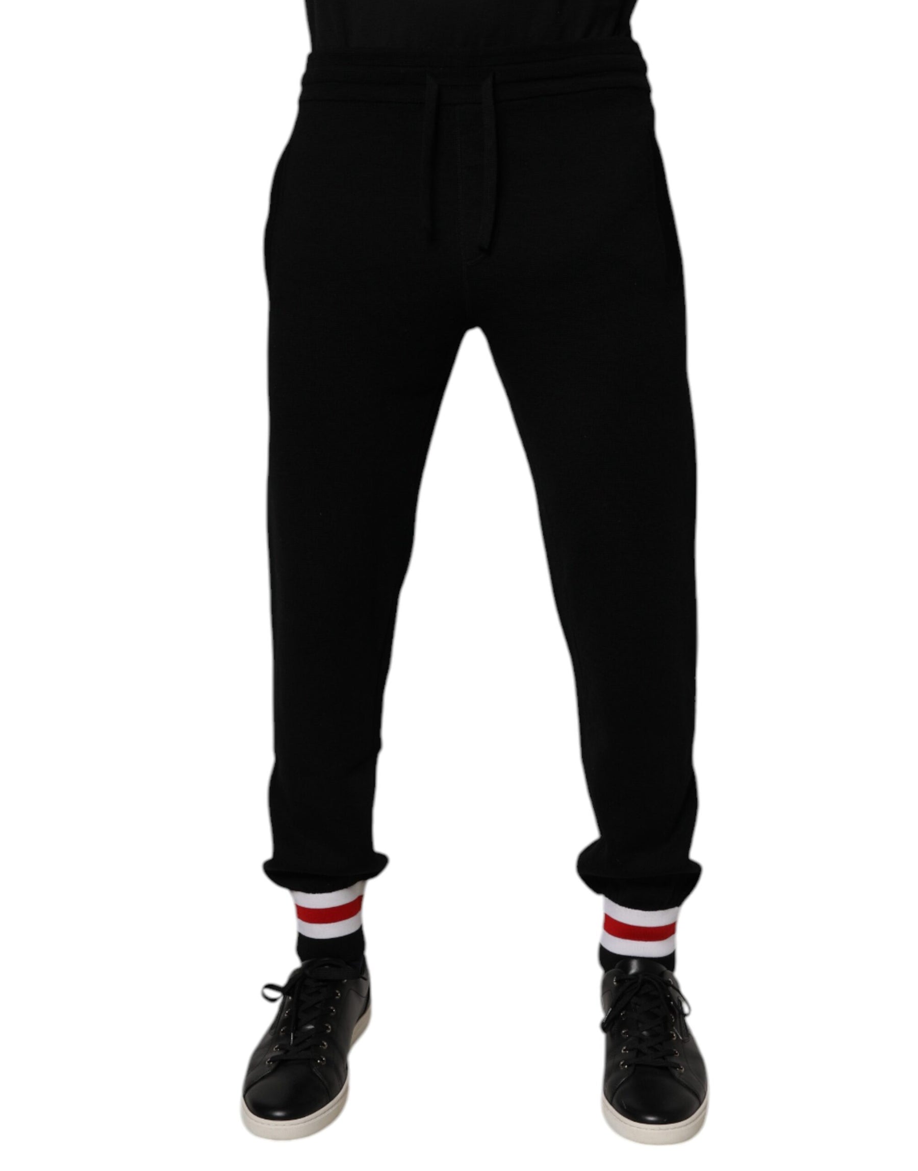 Dolce & Gabbana Black Wool Mid Waist Jogger Sweatpants Pants | Regal Royce