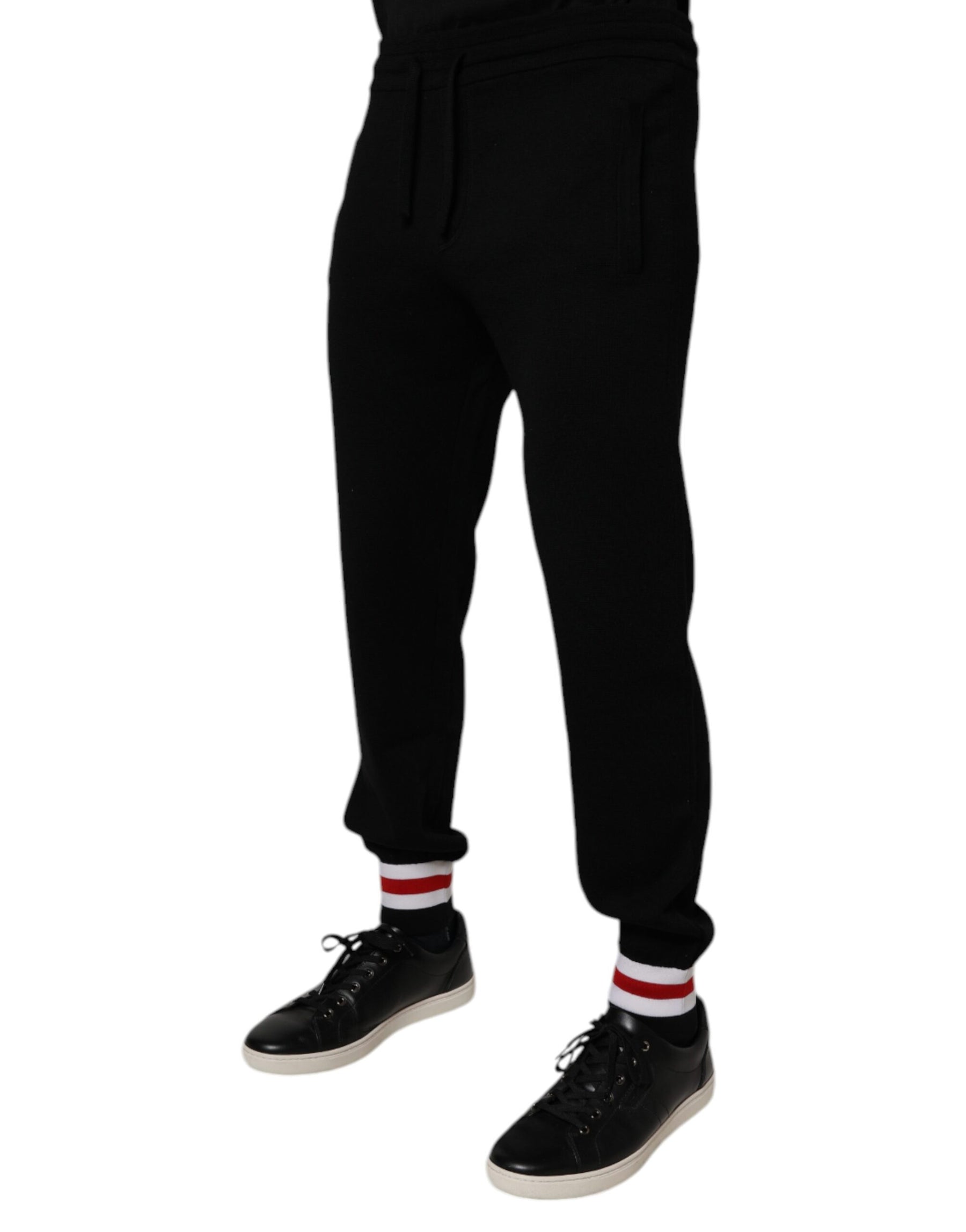 Dolce & Gabbana Black Wool Mid Waist Jogger Sweatpants Pants | Regal Royce
