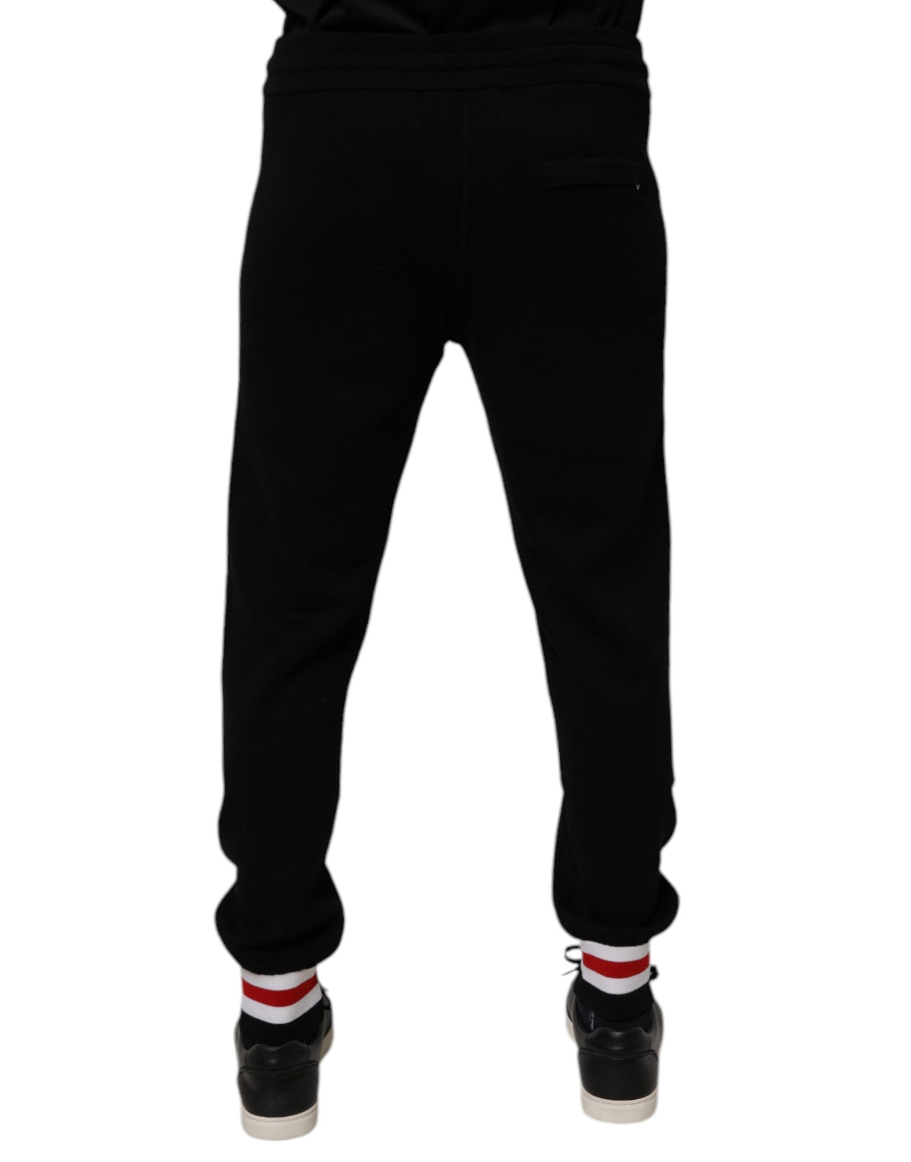 Dolce & Gabbana Black Wool Mid Waist Jogger Sweatpants Pants | Regal Royce