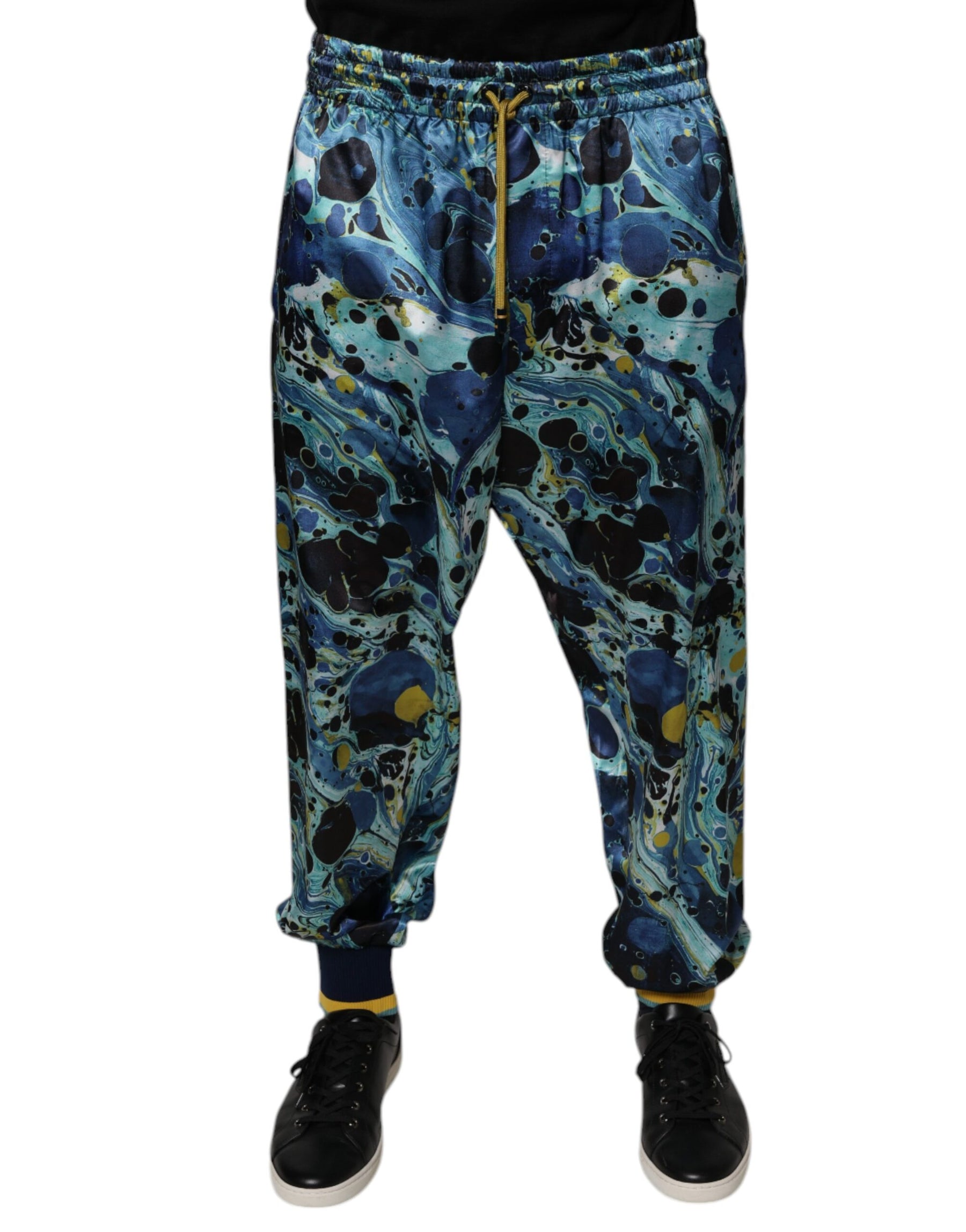 Dolce & Gabbana Multicolor Marble Print Jogger Men Sweatpants Pants | Regal Royce