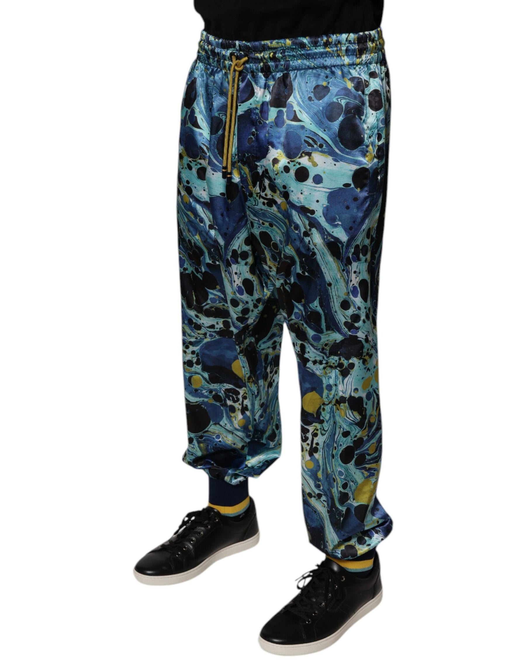Dolce & Gabbana Multicolor Marble Print Jogger Men Sweatpants Pants | Regal Royce