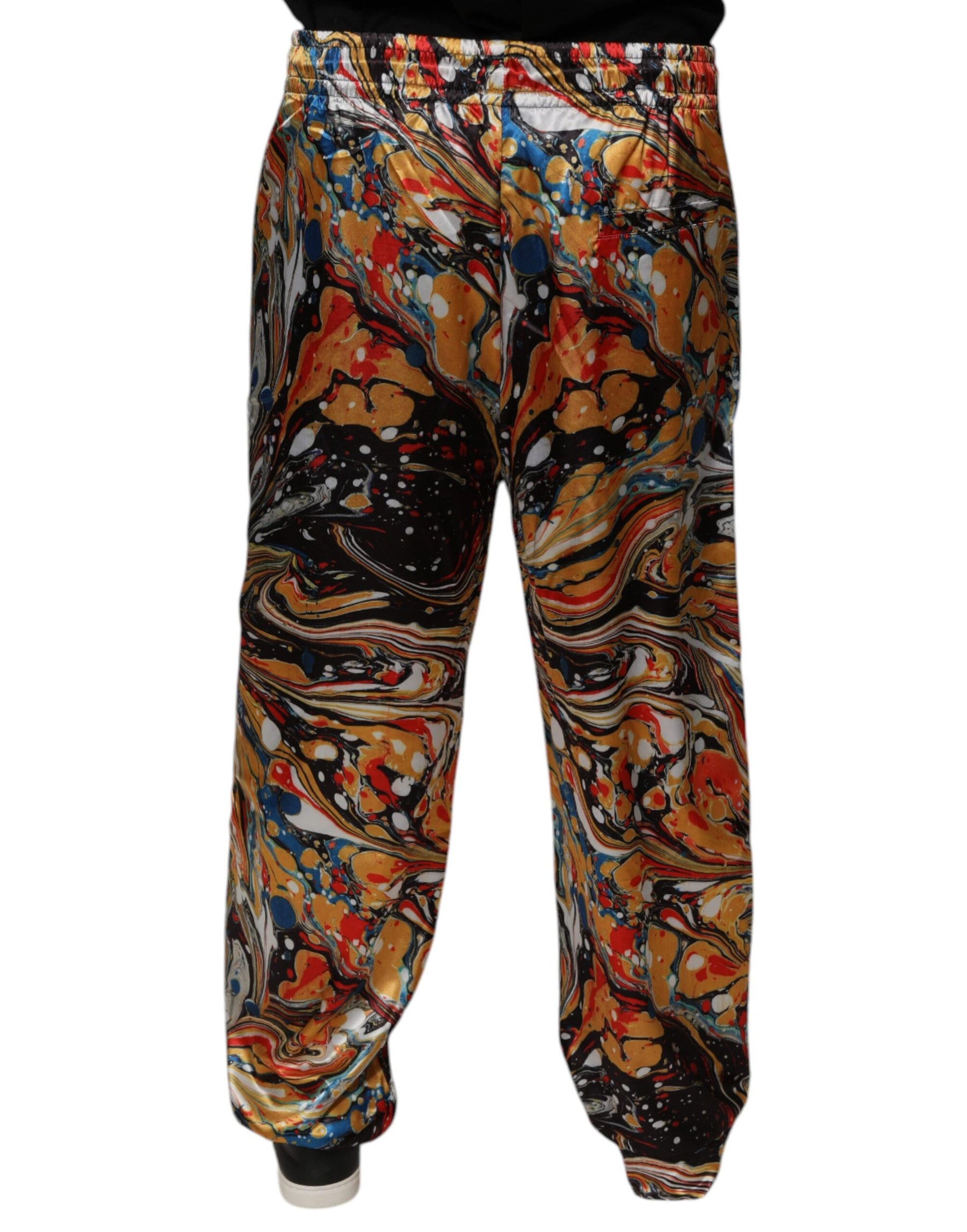 Dolce & Gabbana Multicolor Marble Satin Men Tracksuit Pants | Regal Royce