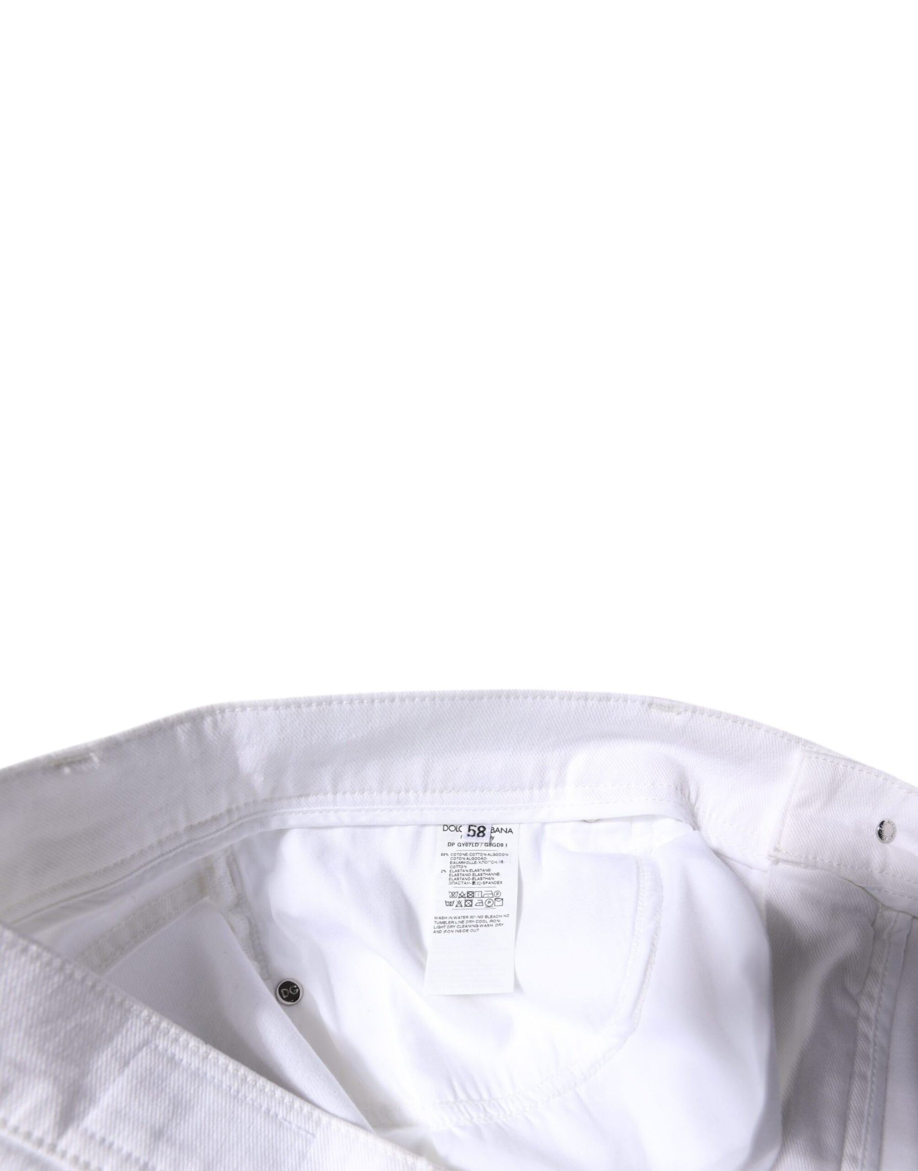 Dolce & Gabbana White Cotton Stretch Skinny Men Denim Jeans | Regal Royce