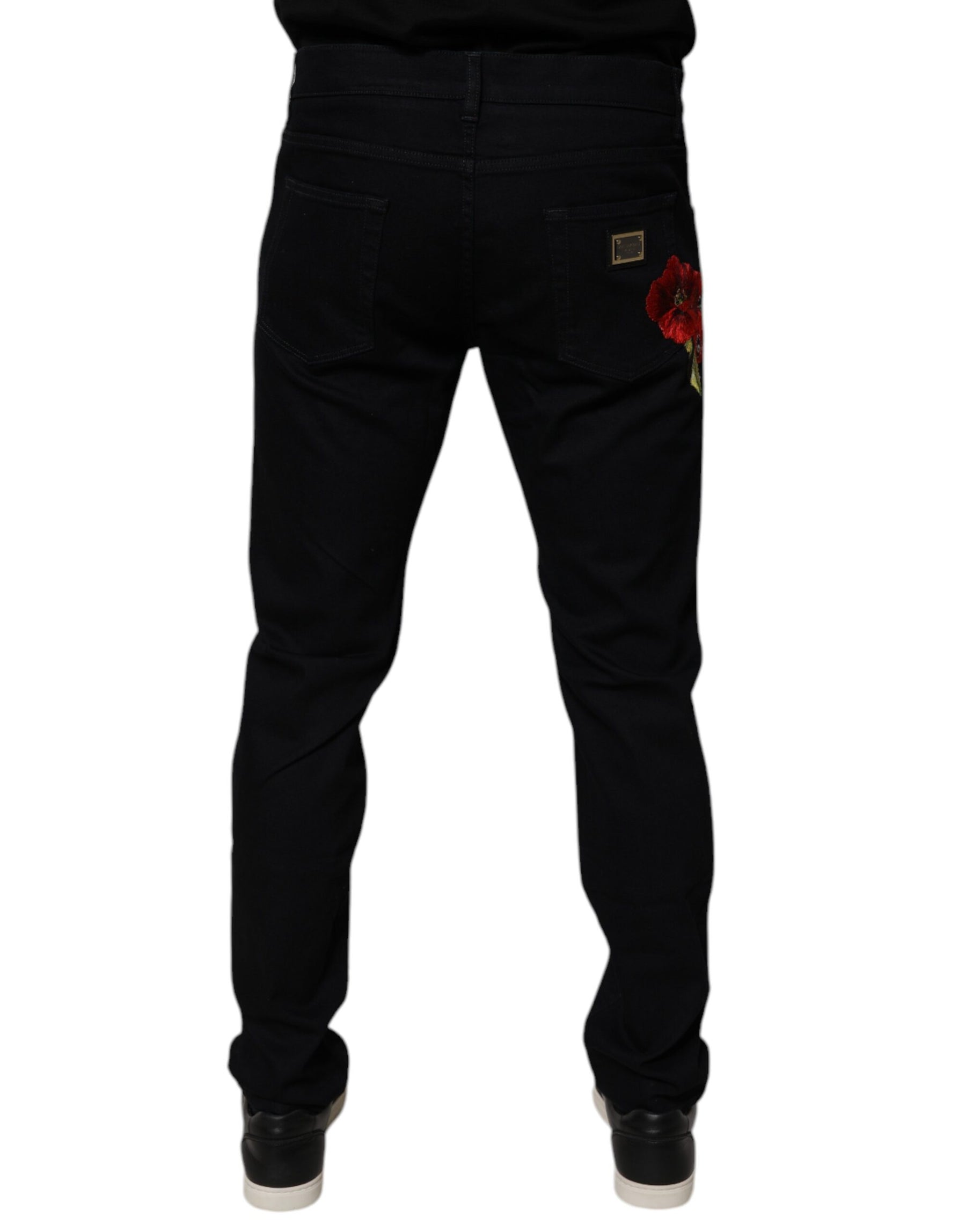 Dolce & Gabbana Black Cotton Stretch Slim Fit Men Denim Jeans | Regal Royce