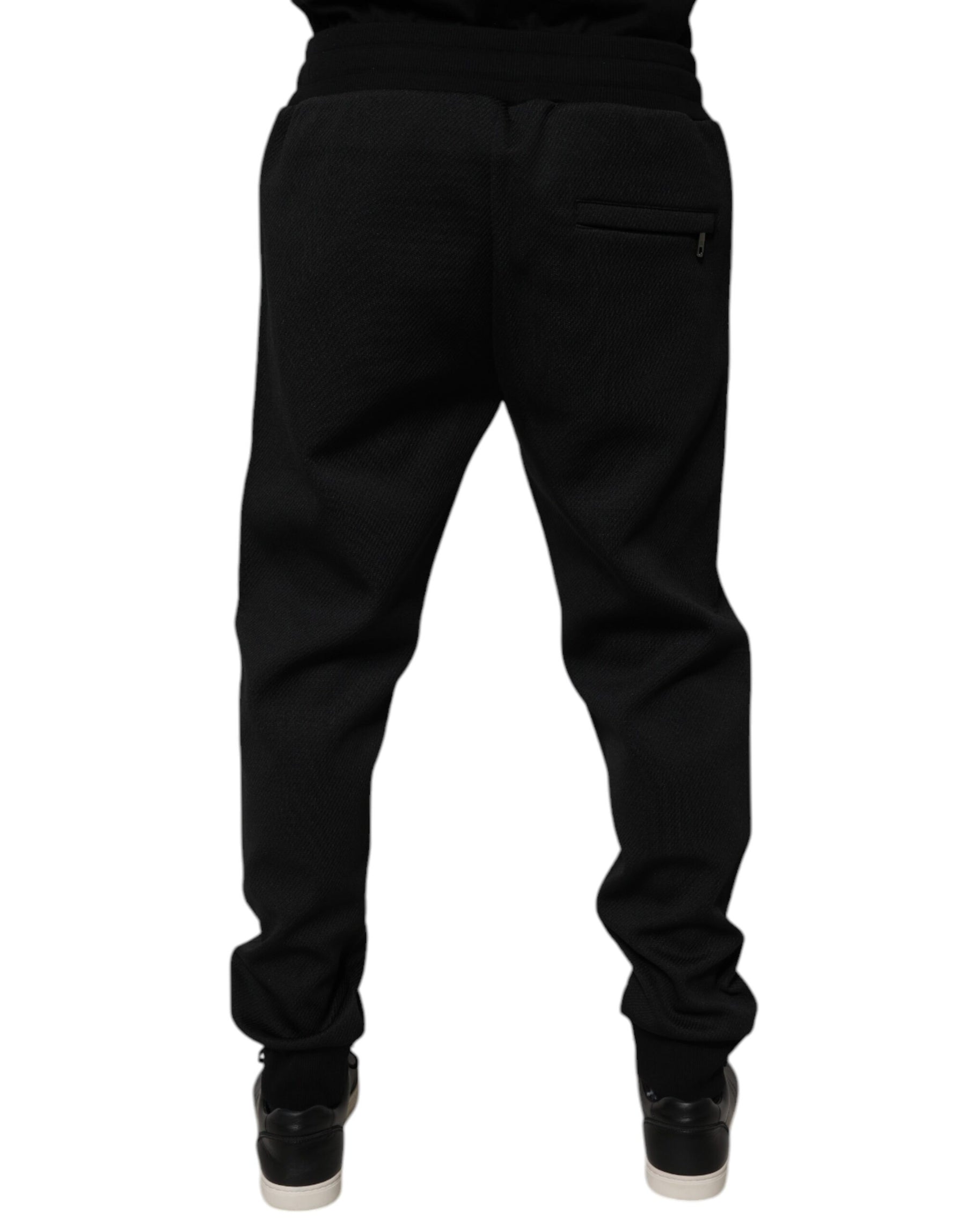 Dolce & Gabbana Black Polyester Men Jogger Sweatpants Pants | Regal Royce