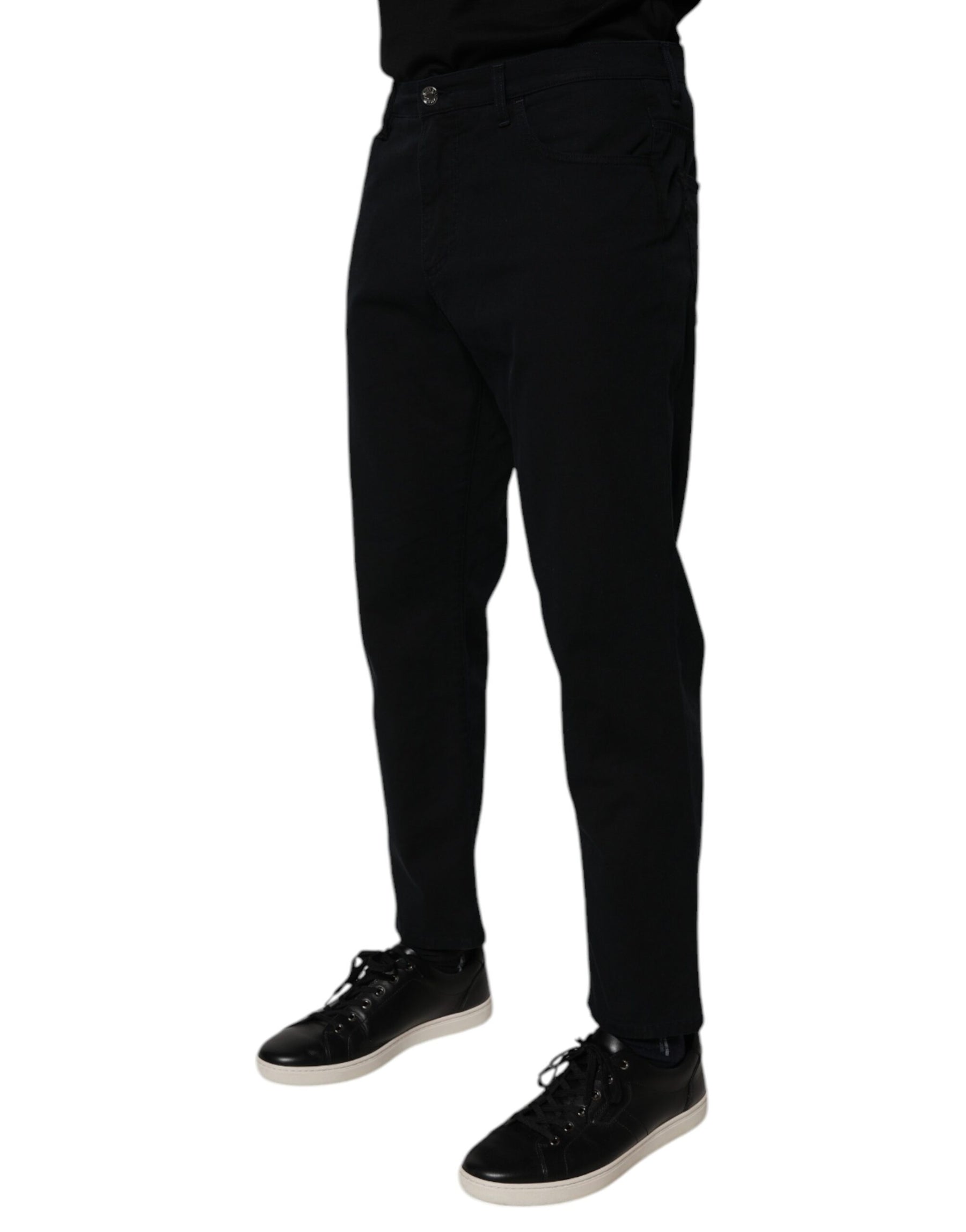 Dolce & Gabbana Dark Blue Cotton Stretch Loose Men Denim Jeans | Regal Royce