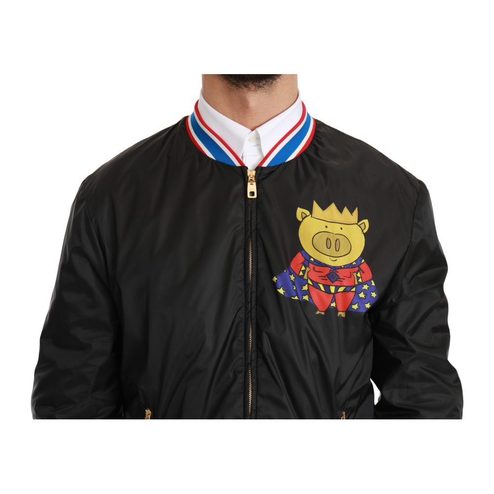 Dolce & Gabbana Black Polyester Bomber | Regal Royce