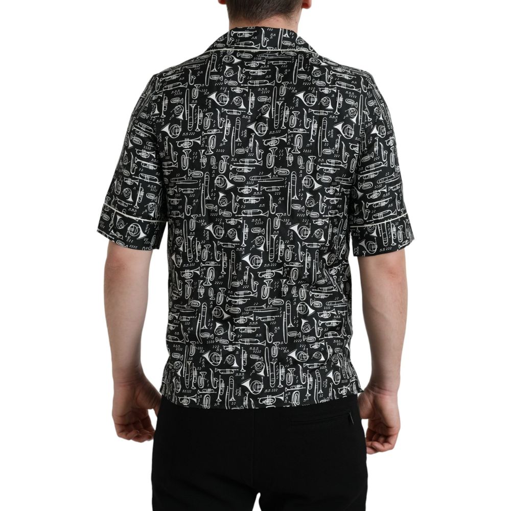 Dolce & Gabbana Black Silk Pattern Shirt | Regal Royce