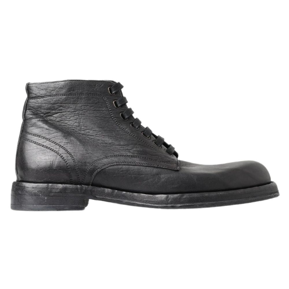 Dolce & Gabbana Black Leather Lace-Up Boots | Regal Royce