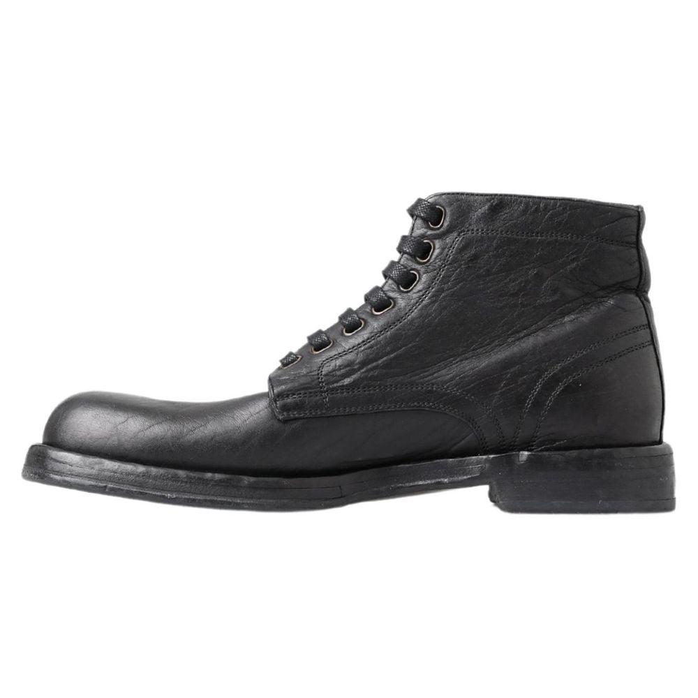 Dolce & Gabbana Black Leather Lace-Up Boots | Regal Royce