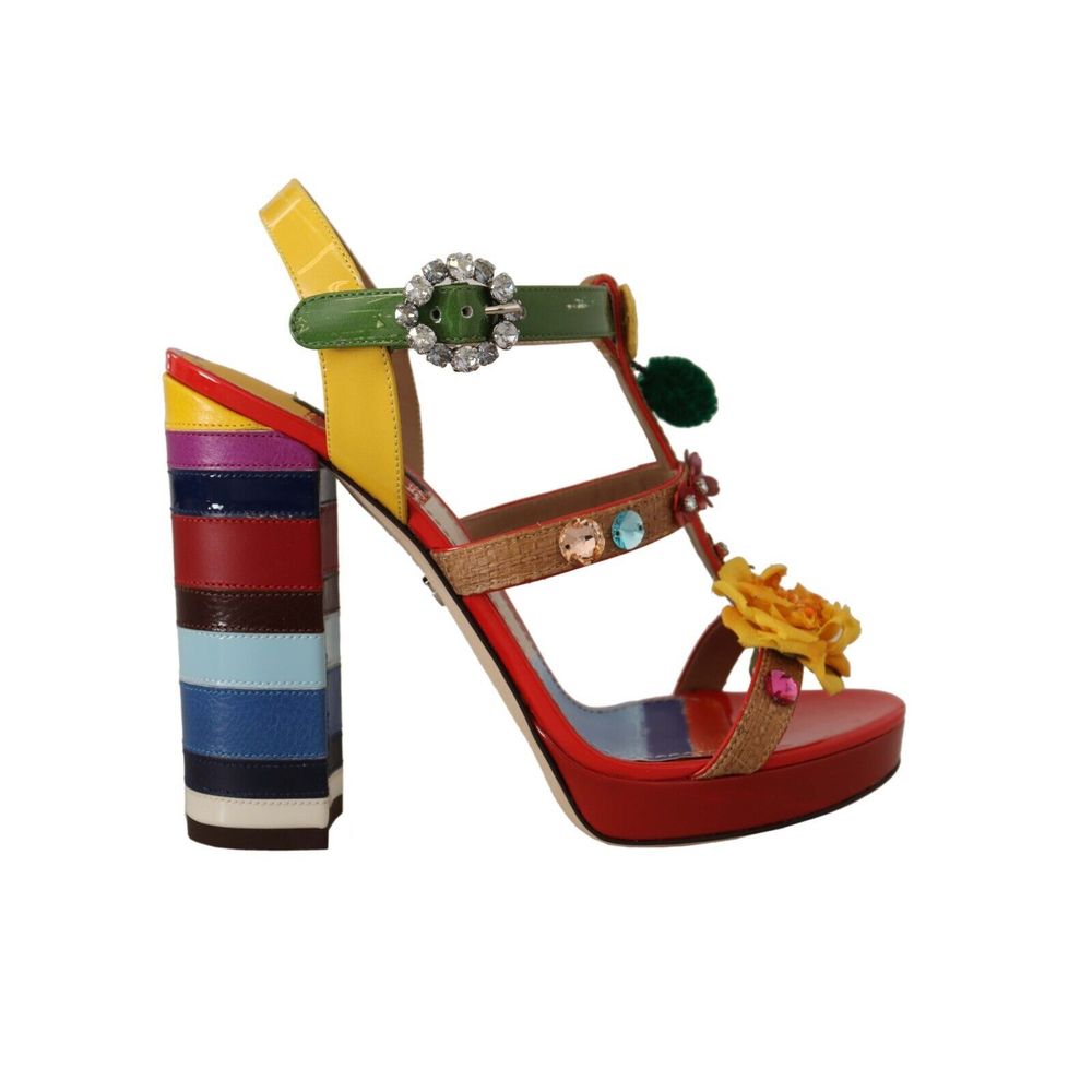 Dolce & Gabbana Multicolor Cotton Platform Sandals | Regal Royce