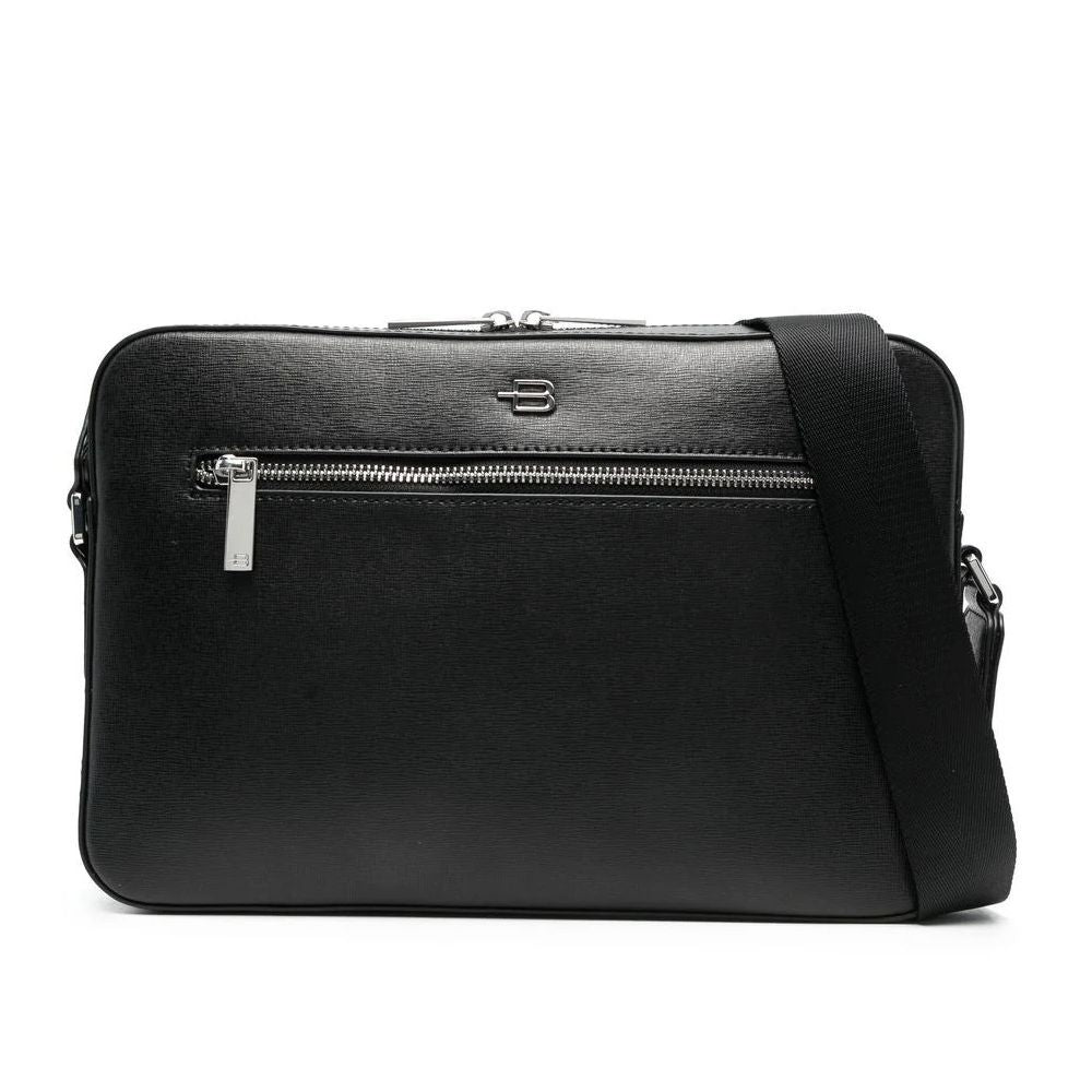 Baldinini Trend Black Calfskin Messenger Bag