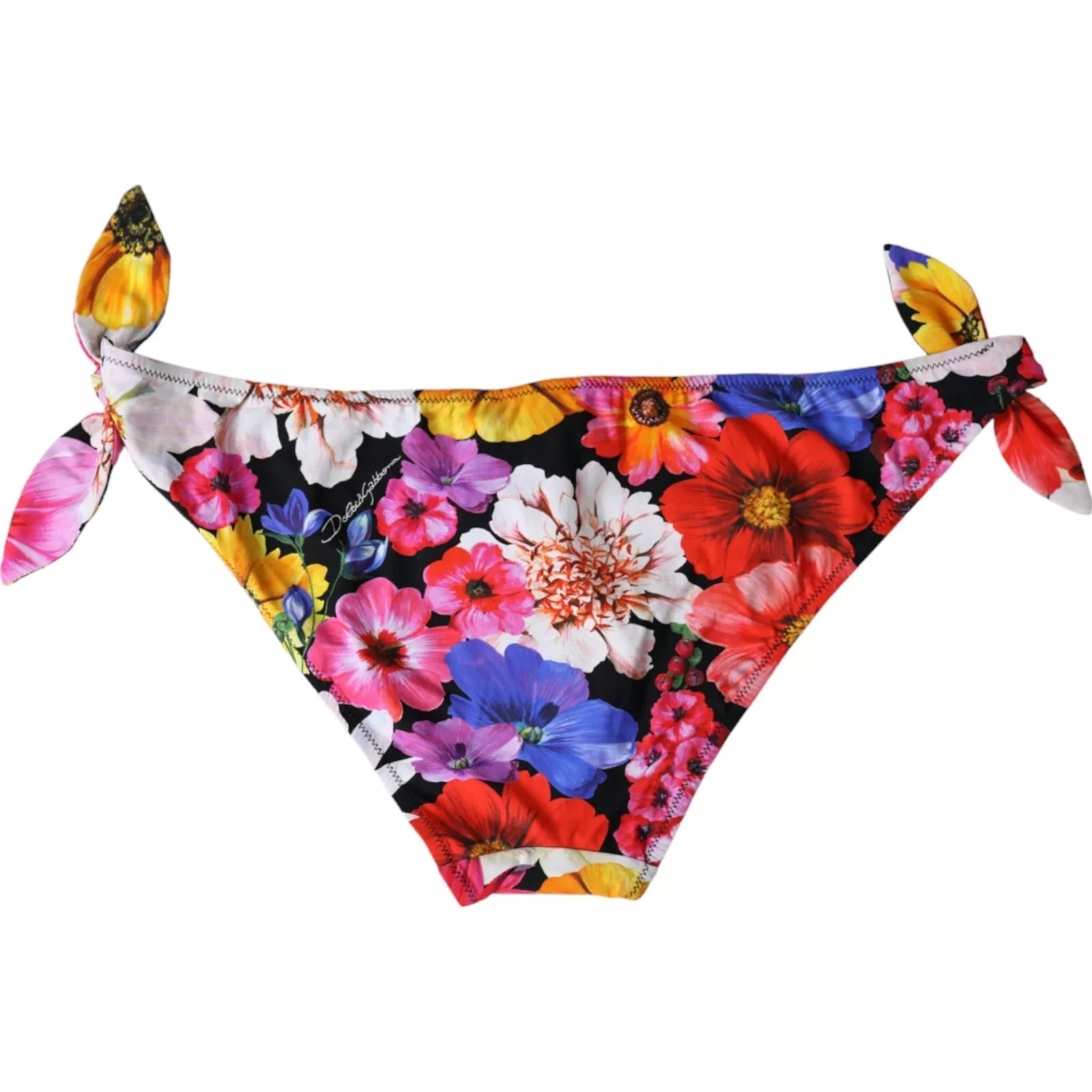 Dolce & Gabbana Black Floral Print Swimsuit Bikini Bottom Swimwear | Regal Royce