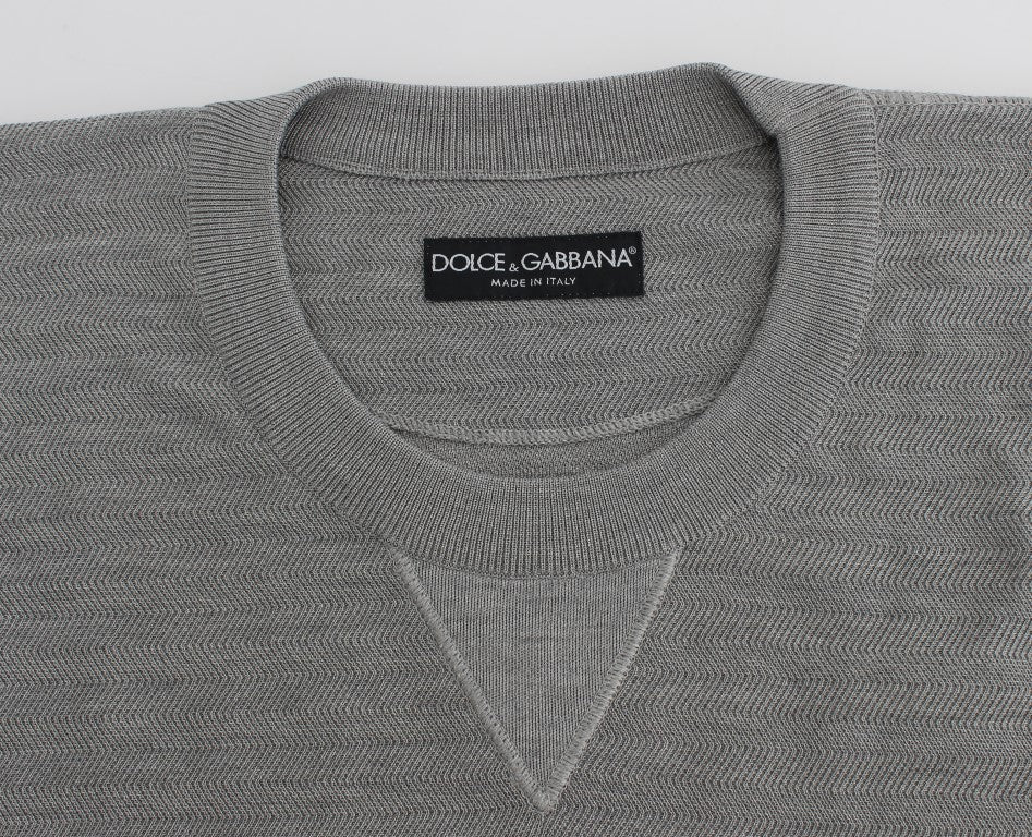 Dolce & Gabbana Gray Crewneck Pullover Silk Sweater | Regal Royce