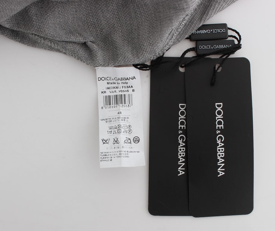 Dolce & Gabbana Gray Crewneck Pullover Silk Sweater | Regal Royce