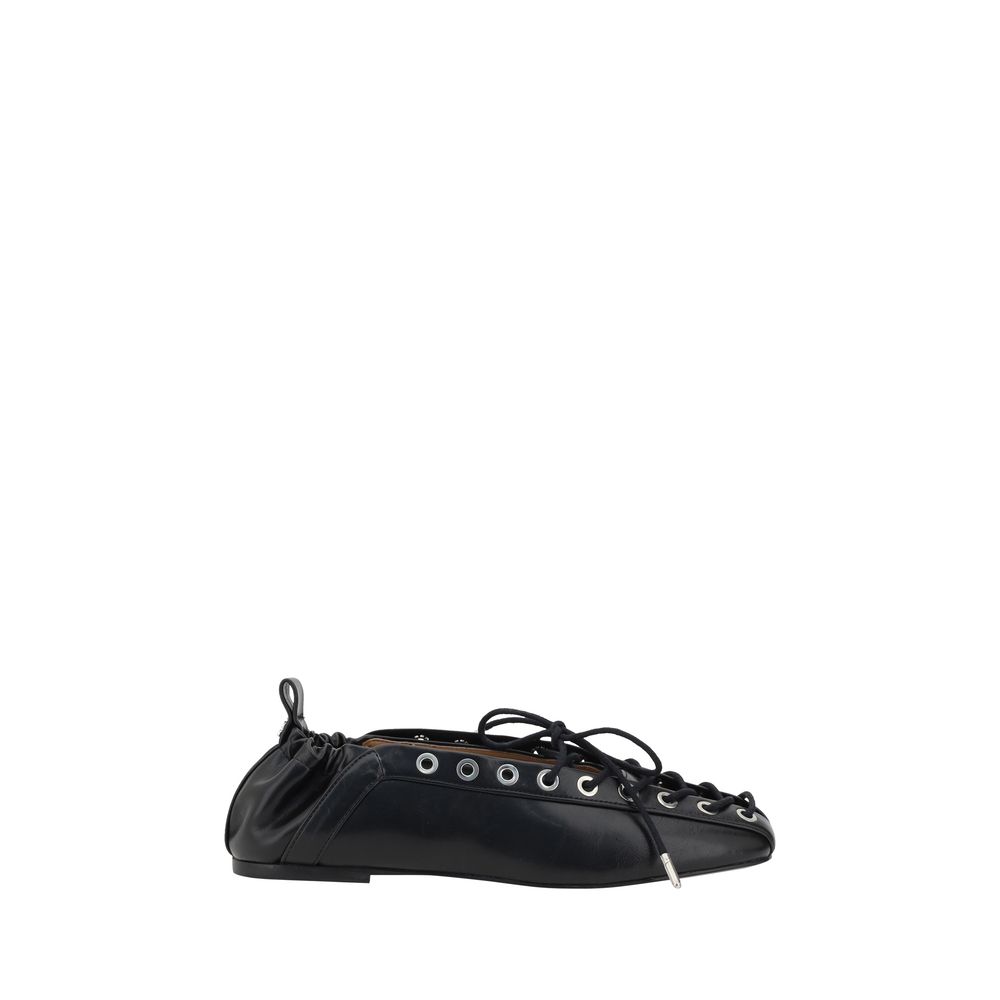 Ganni Black Polyester Ballet Flats | Regal Royce