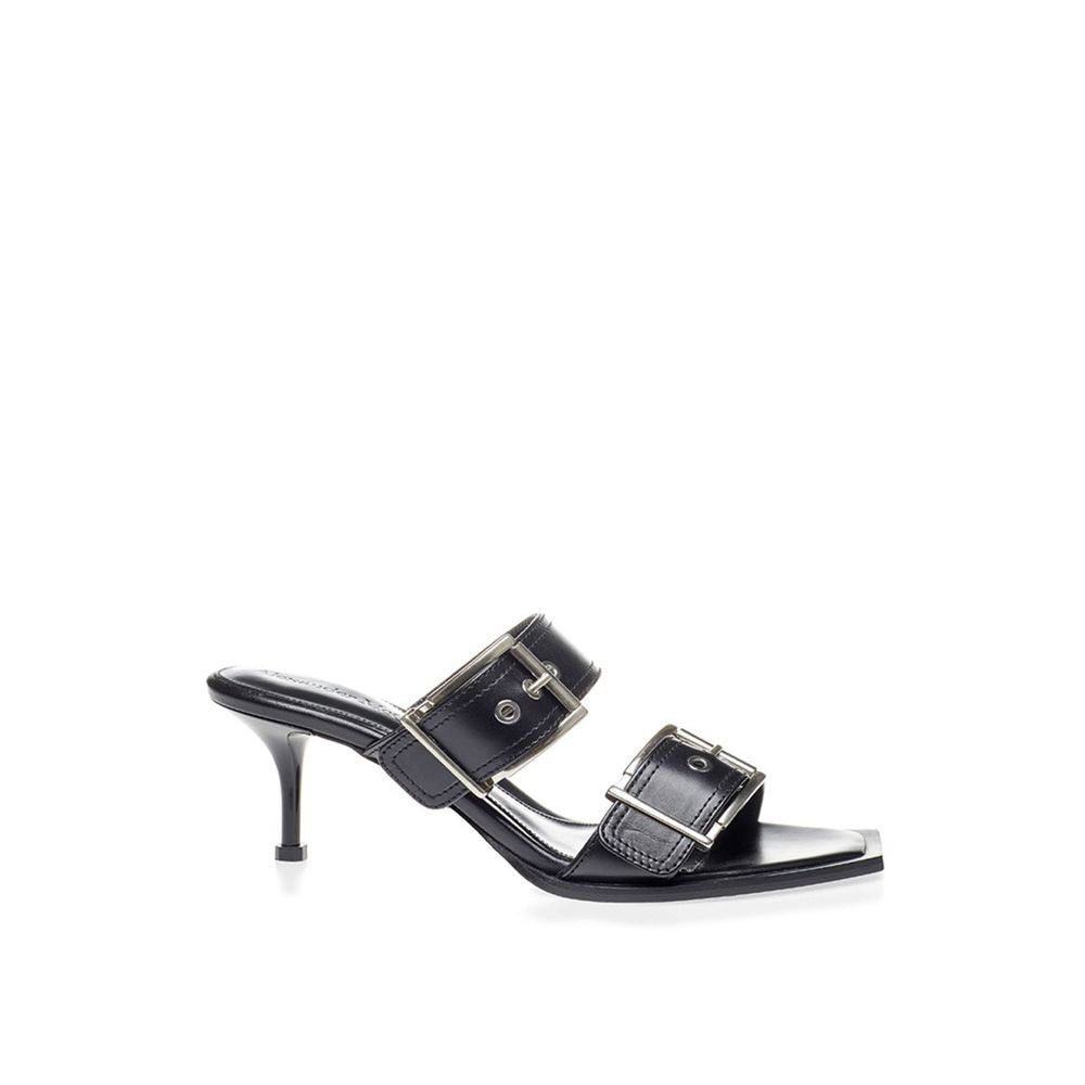 Alexander McQueen Black Leather Stiletto Heel Sandals | Regal Royce