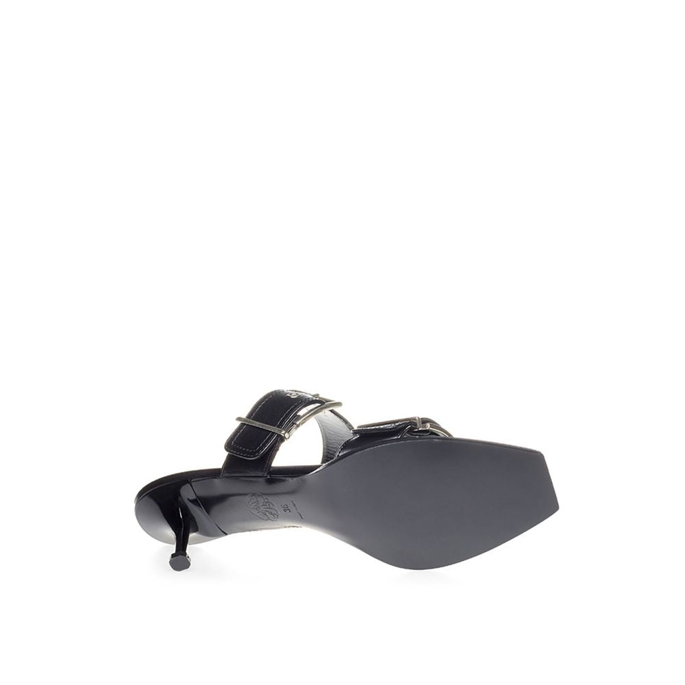 Alexander McQueen Black Leather Stiletto Heel Sandals | Regal Royce