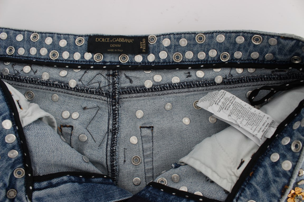 Dolce & Gabbana Crystal Roses Heart Embellished Jeans | Regal Royce