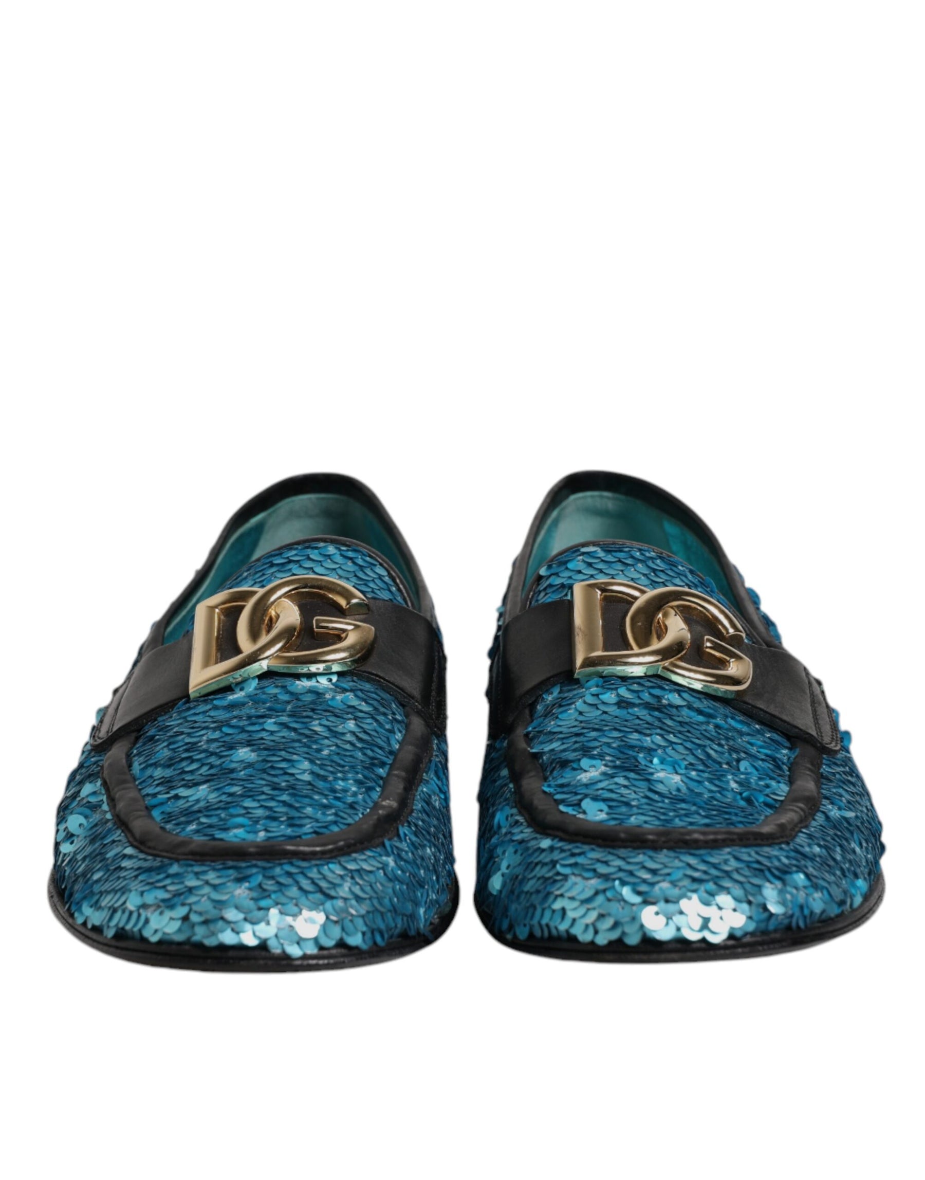 Dolce & Gabbana Blue Sequined Loafers Formal Dress Shoes | Regal Royce