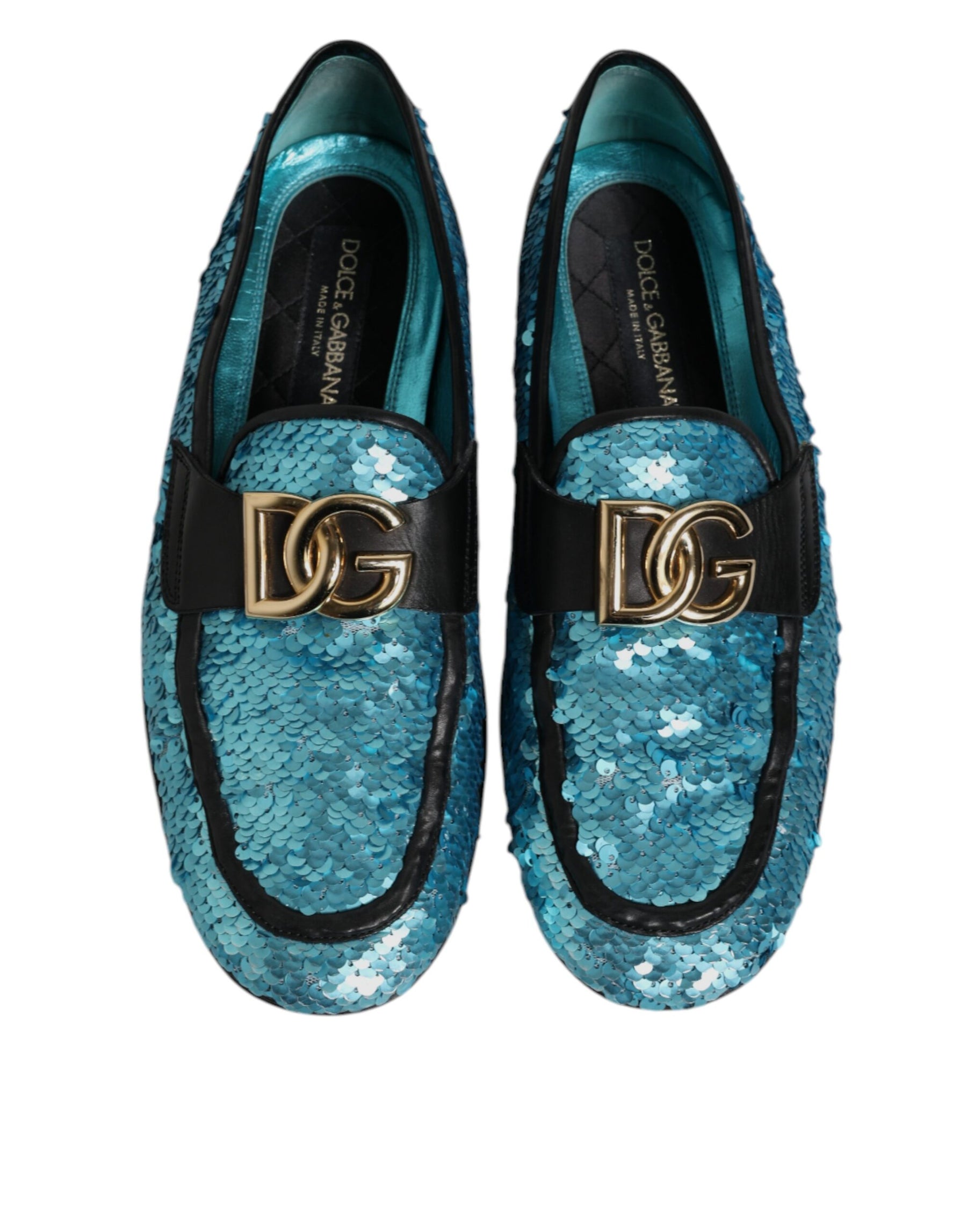 Dolce & Gabbana Blue Sequined Loafers Formal Dress Shoes | Regal Royce