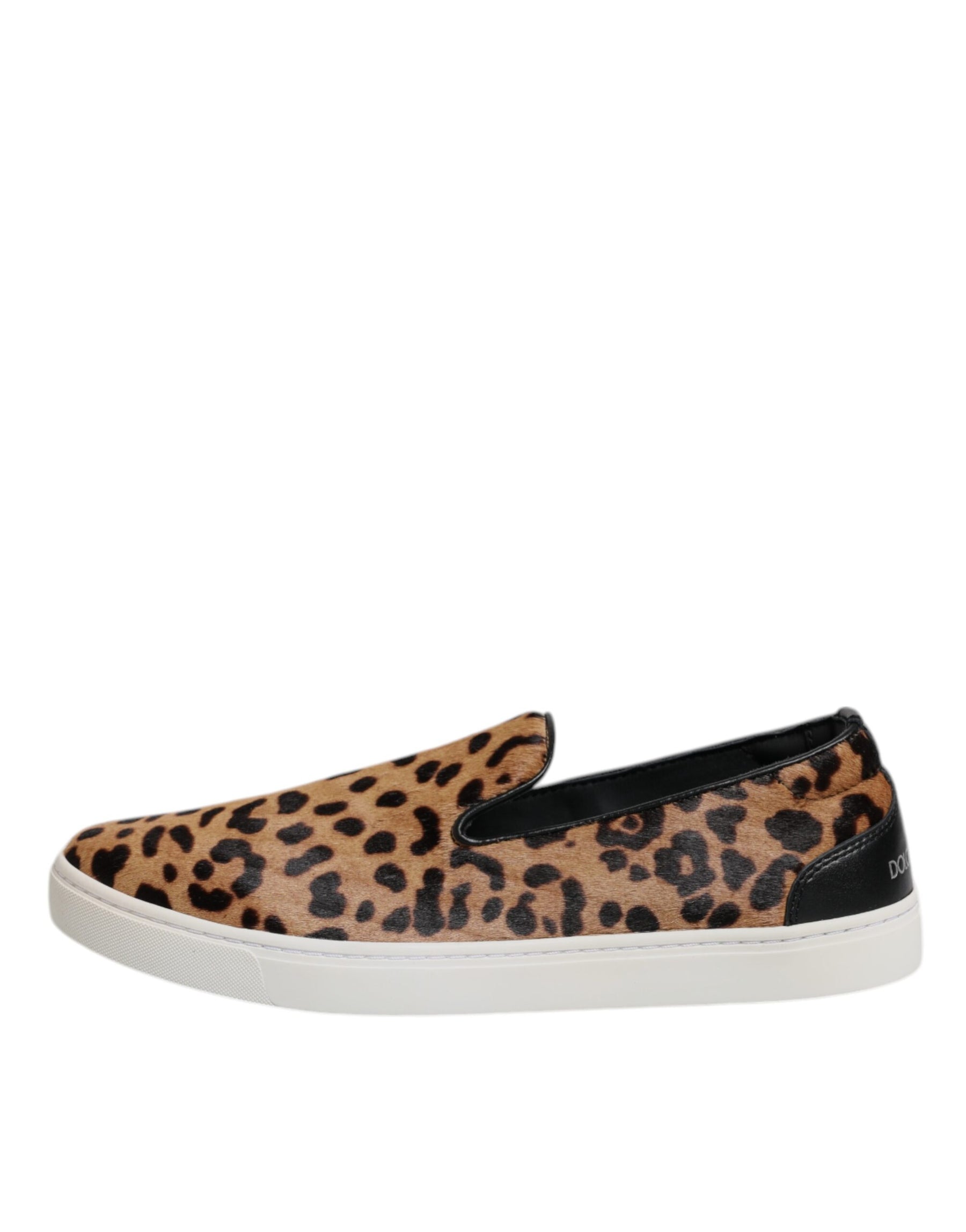 Dolce & Gabbana Brown Calfskin Fur Leopard Sneakers Shoes | Regal Royce