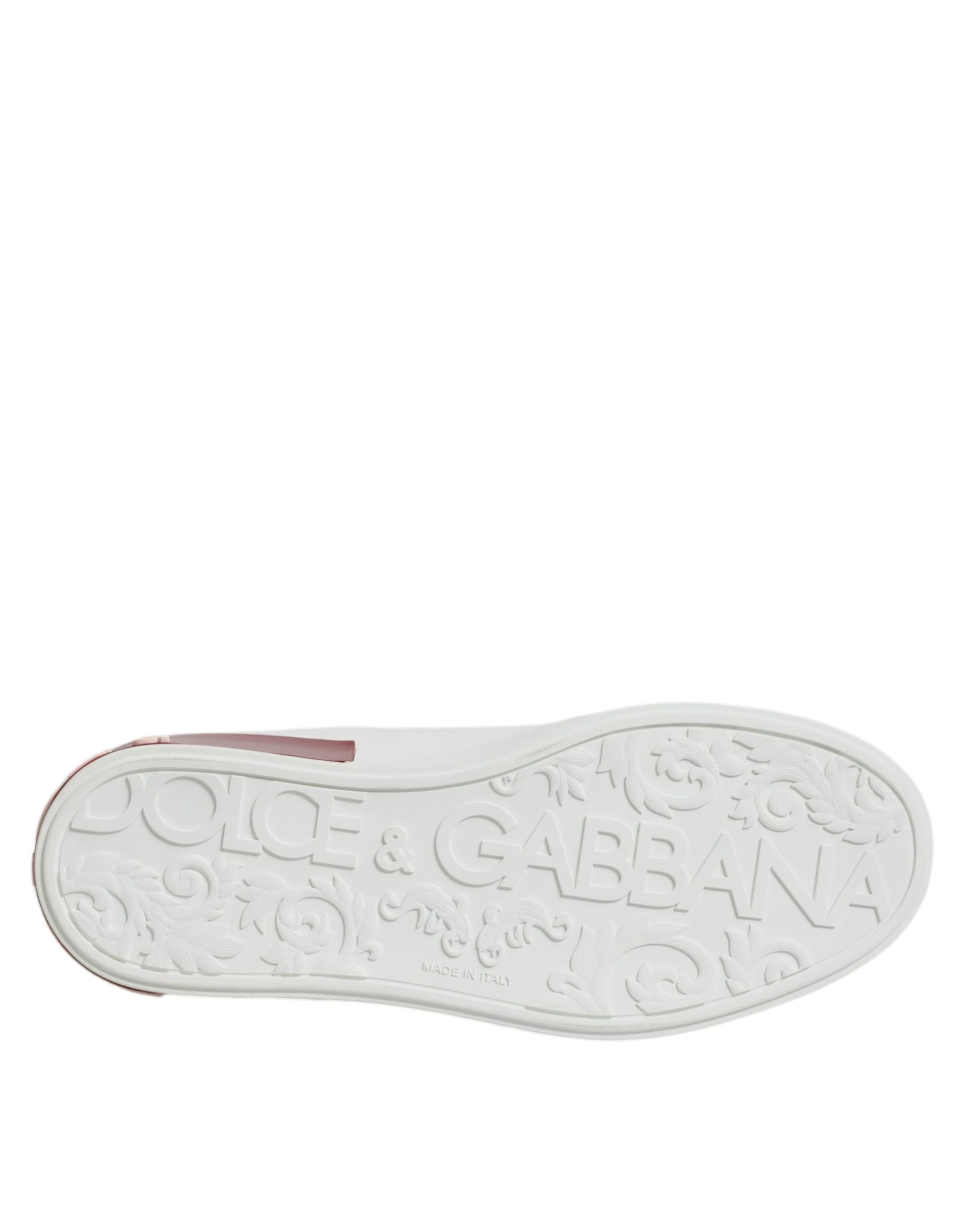 Dolce & Gabbana White Red Leather Portofino Men Sneaker Shoes | Regal Royce